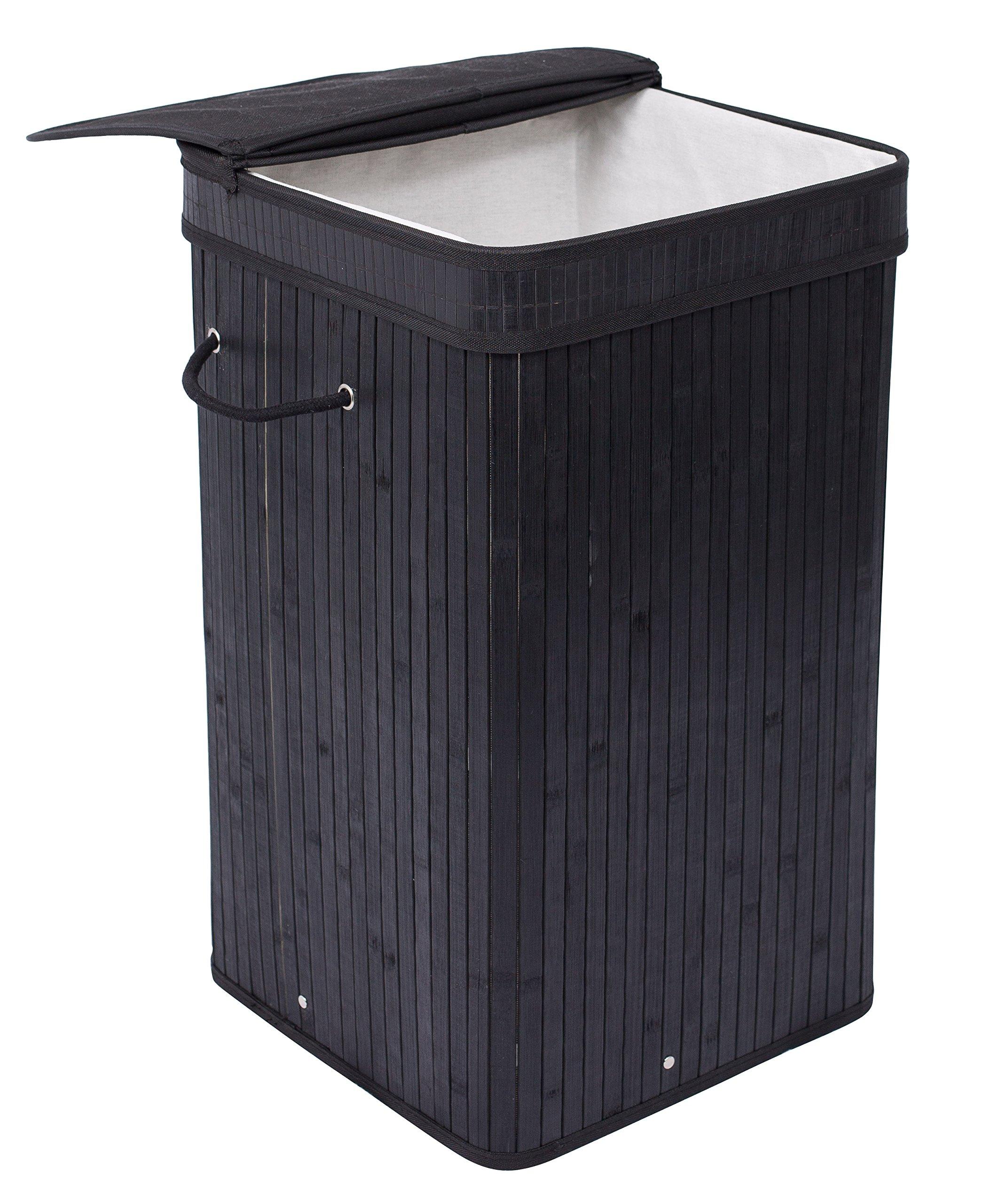 BirdRock Home BIRDROCK HOME Square Laundry Hamper with Lid and Cloth Liner, Medium Basket with Soft Handles, Durable Collapsible Fabric Bin for Clothes,Towels, Dorm, Narrow Closet, Bedroom, Dirty Laundry - Espresso