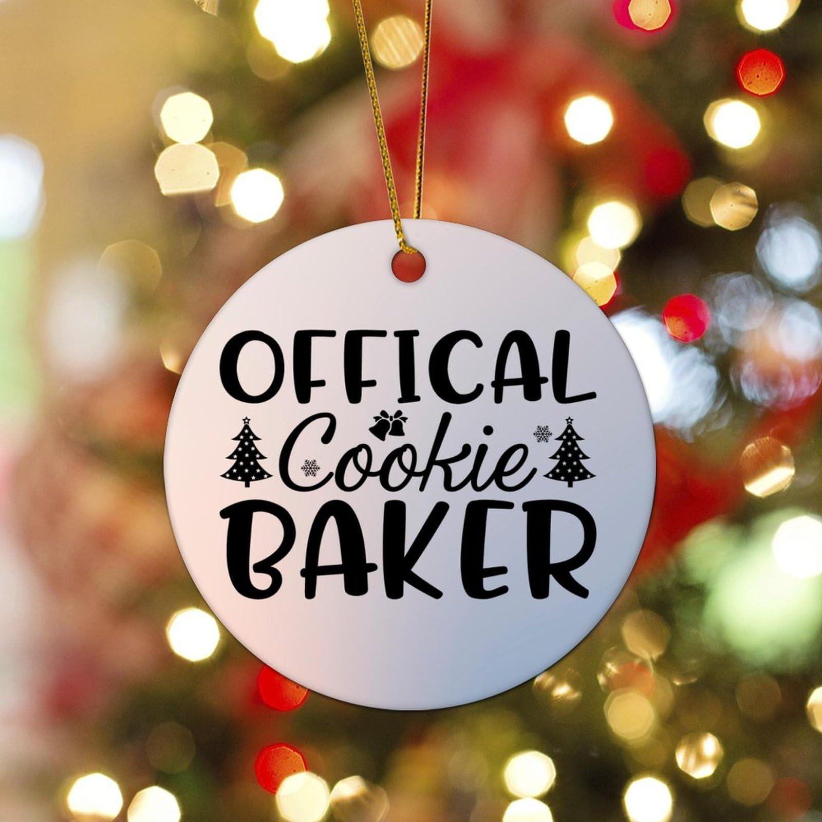 Evans1nism Evans1nism Christmas Porcelain Ornament Offical Cookie Baker Round Christmas Ornament Religious Saying Quotes Two Side Printed Winter Christmas Ornament Gifts for Mom Dad Parents Lover 3.2 Inch