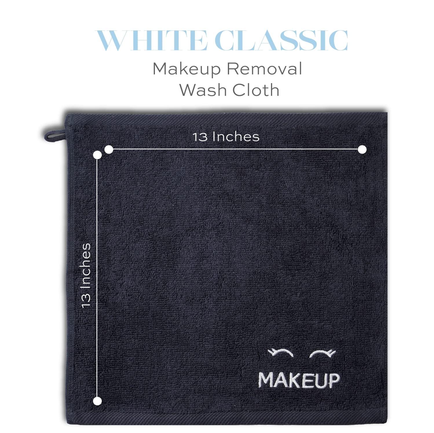White Classic White Classic Bleach Safe Black Makeup Washcloths for Face Cleansing, 12 Pack - Super Soft Luxury Cotton Black Makeup Towels, Highly Absorbent and Quick Dry, All Makeup Remover Cloth | 13 x 13