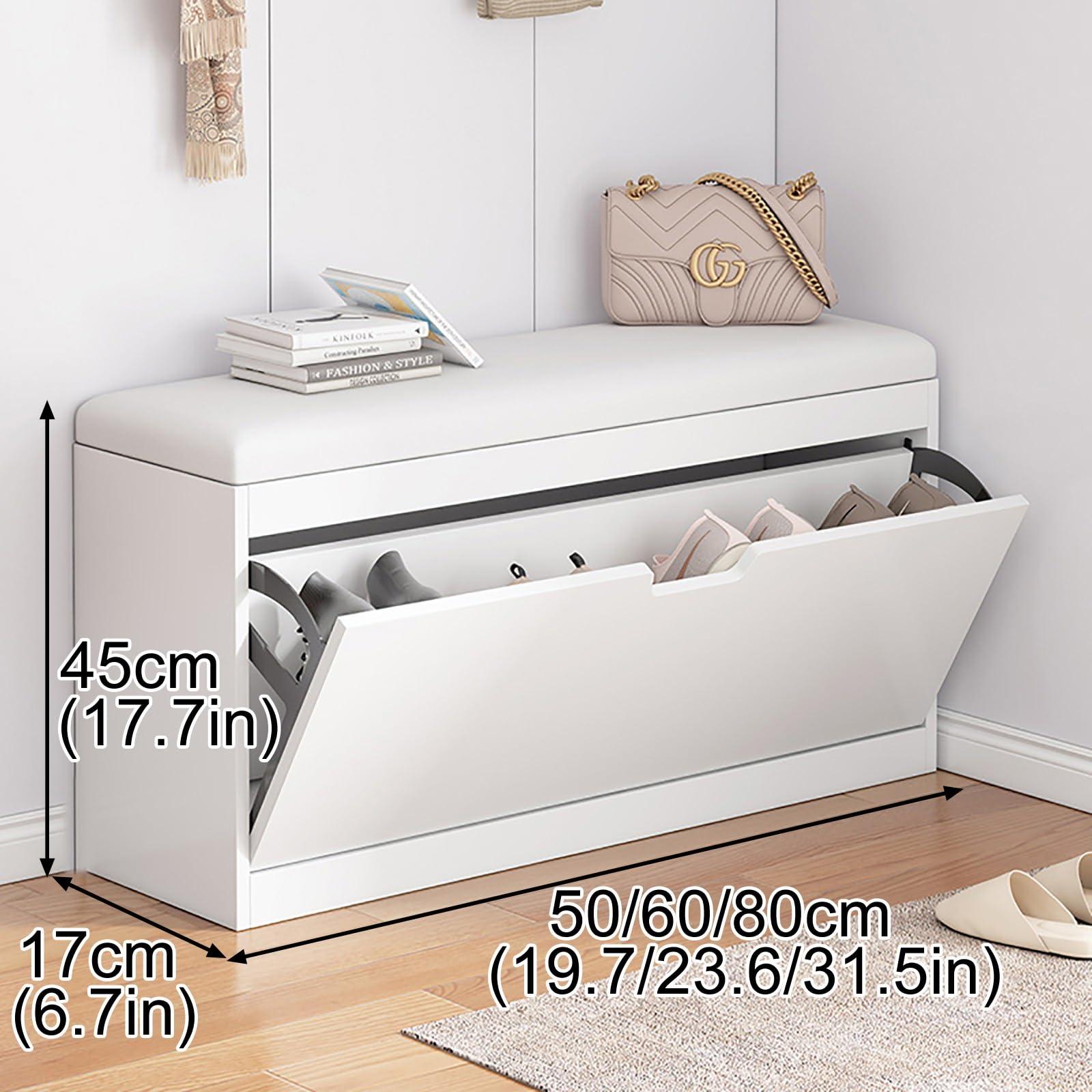 SARKEY Shoe Bench, Bench with Shoe Storage,Lift Top Entryway Bench with Removable Cushion, Wood Shoe Rack with Shoe Storage Drawer and Doors for Entryway, Mudroom, Hallway, Closet and Garage (Color : Black