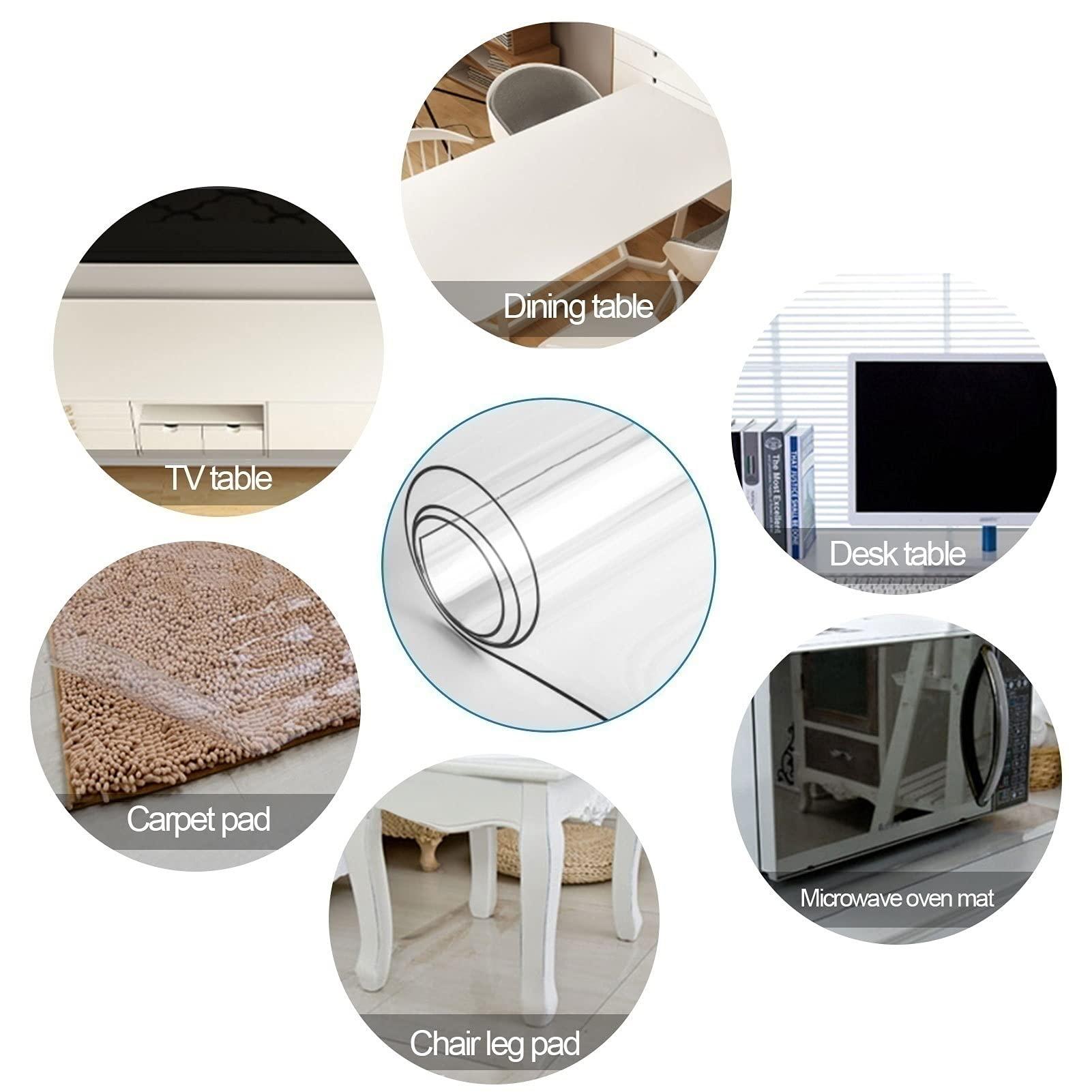 DTDMY Plastic Table Cloth,Multi Size Table Protector Pad-PVC Vinyl Top Protector for Rectangle Desk,Wood Table Cover for Dining Table -Waterproof Oil-Resistant Tablecloth Sheet(2mm Thick)