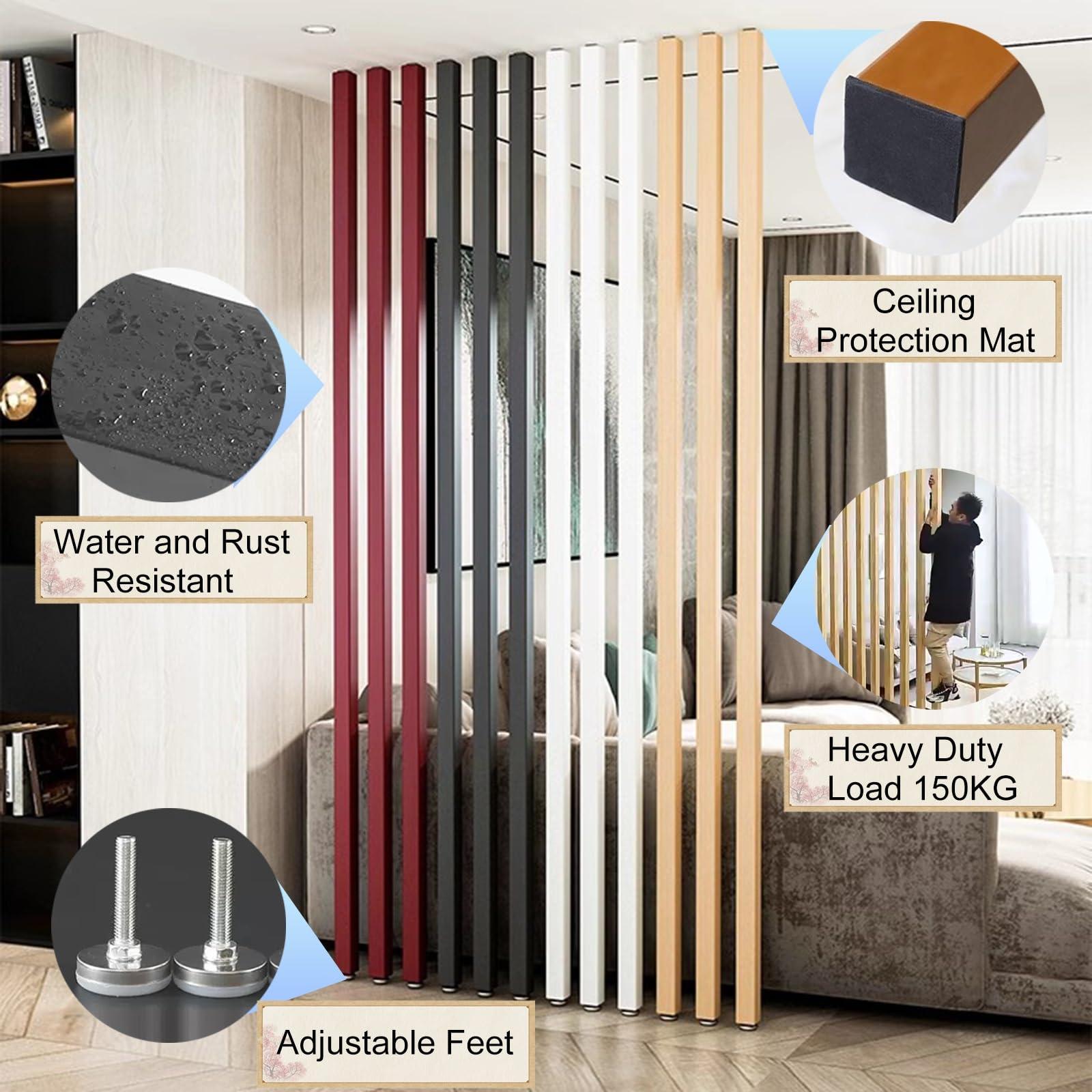 ZAQYCM ZAQYCM Wood Slat Room Dividers Floor to Ceiling, 8 7 6 5 4 3 Feet Tall Wall Partition Screen Post for Office, Stairway, Lofts and Porch, Modern Living Room Decorative Panel(1 Pack,70cm/27.5in/2.3ft)