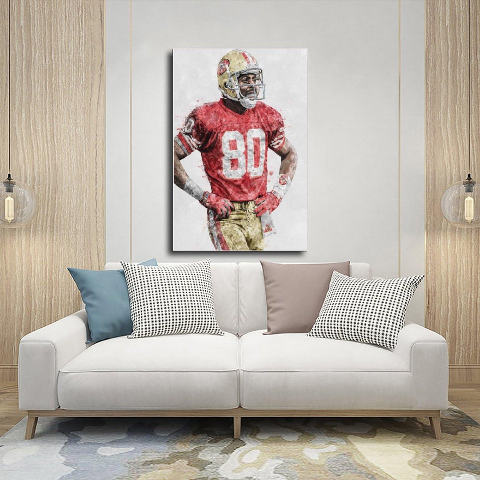 BIVVI BIVVI Jerry Rice Canvas Poster Wall Art Decor Print Picture Paintings for Living Room Bedroom Decoration Unframe: Unframe:12x18inch(30x45cm)