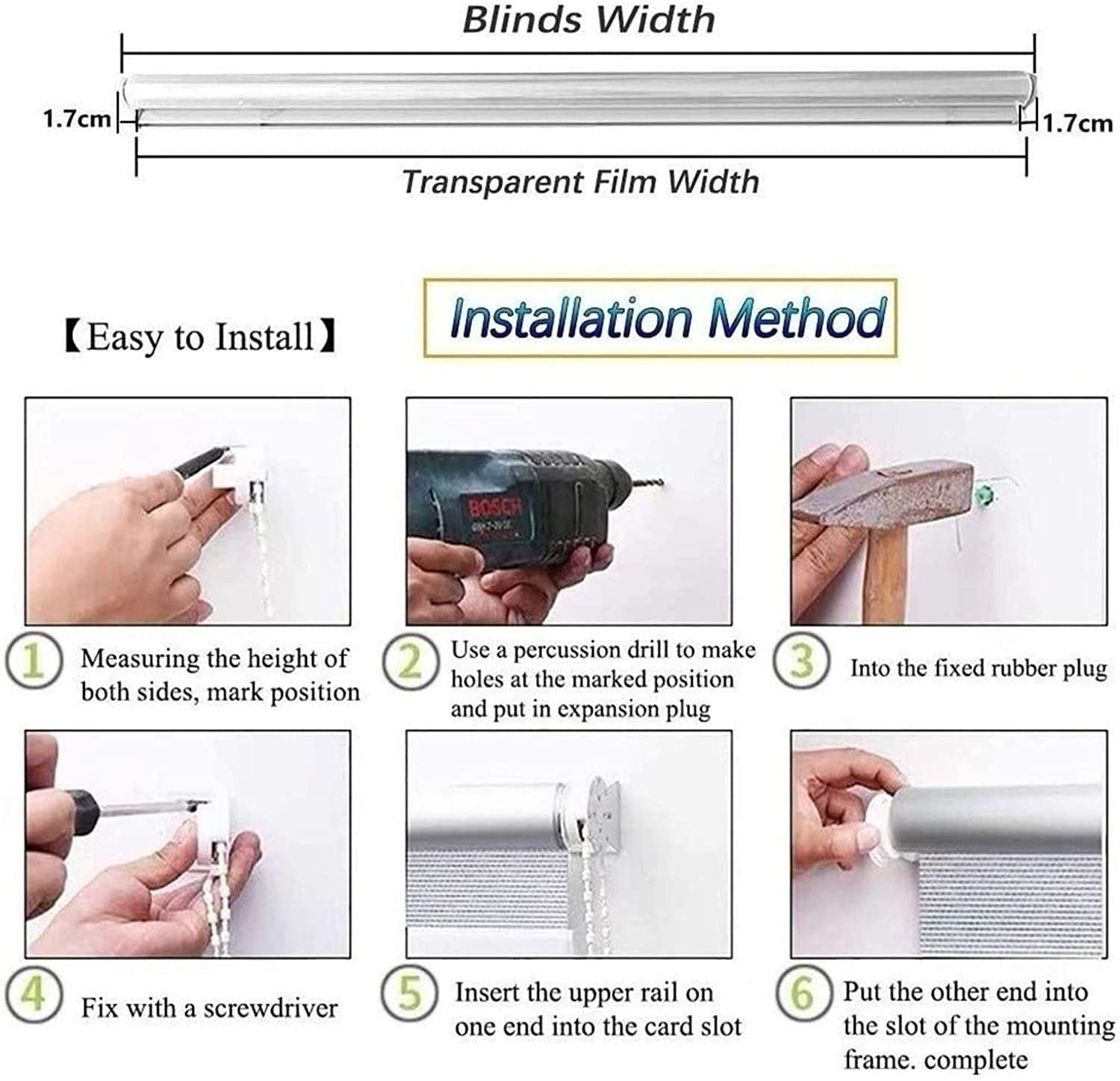 STRMAX STRMAX Outdoor Balcony Patio Clear Roller Blinds, Exterior Waterproof Roll Up Blinds 0.5mm Thick HD Transparent Screens for Bank Hotel Office Sneeze Guard Easy to Install