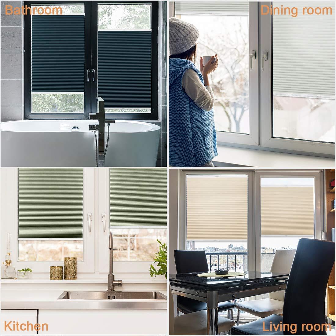 getopblinds Cordless Cellular Shades,Top Down Bottom Up Sahdes, Blackout Honeycomb Blinds,Room Darkening,Blackout Grey,69 1/2" W x 60" H,Blackout Shades and Blinds for Indoor Windows,Custom Size:16"~80" Wide