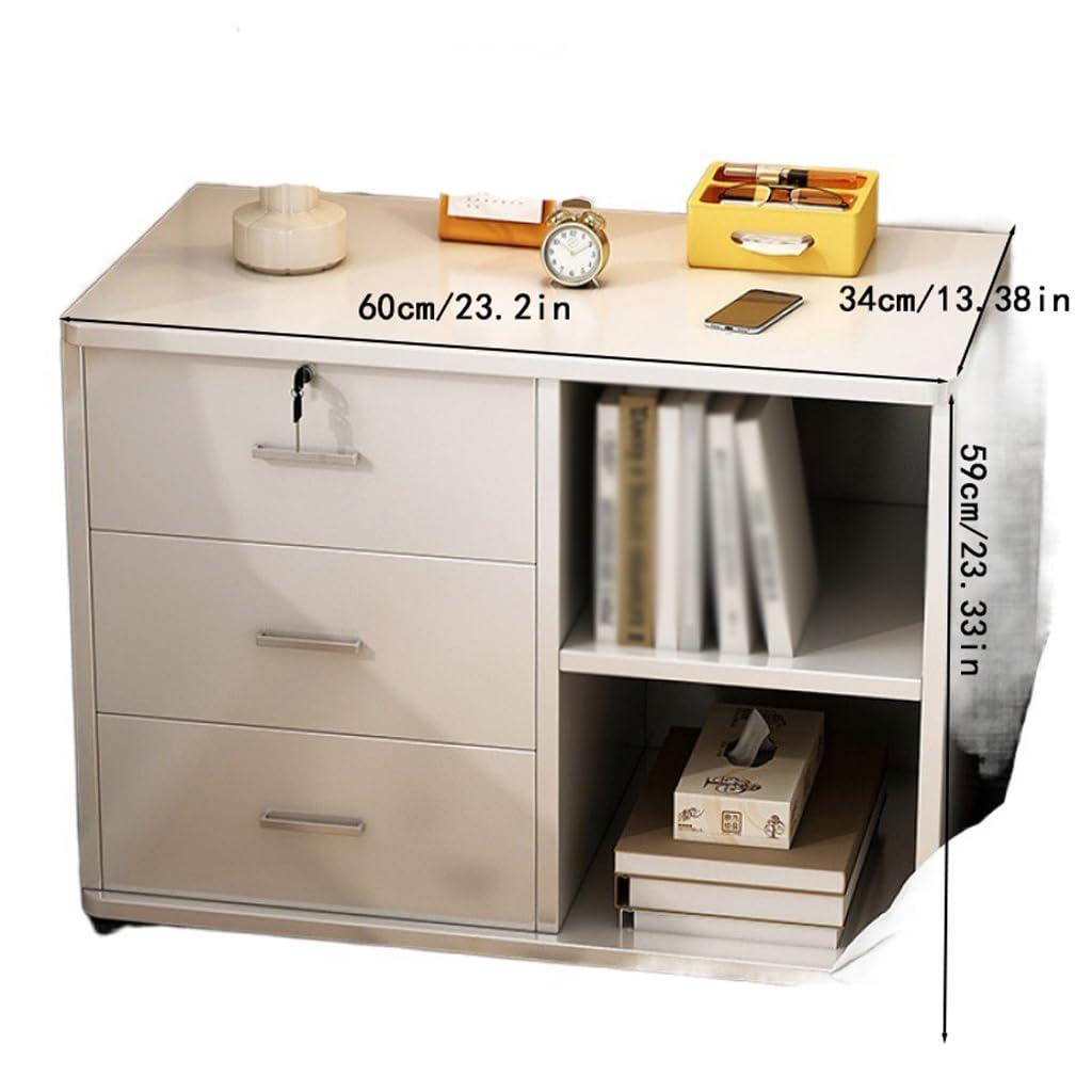 LUNIZ Modern Nightstand Bedside Table, Simple Modern Decorative Cabinet with Lock, Movable Household Drawer Storage Cabinet Bedside Table for Bedroom