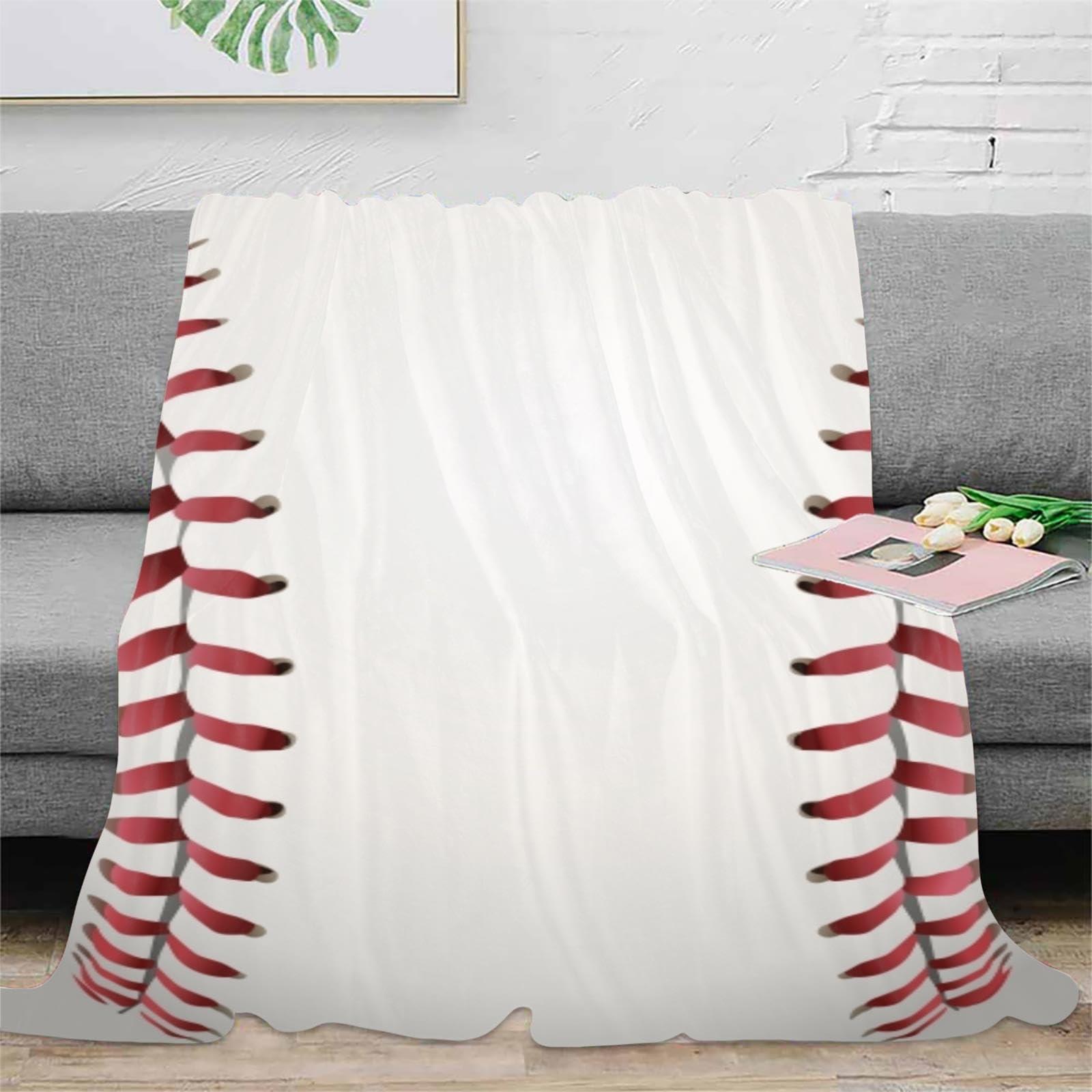 XING7DAY Baseball Blanket Soft Flannel Sport Ball Throw Blanket Baseball Throw Gifts for Boys and Adults Cozy Blanket for Baseball Lover All Season Couch Bed Sofa Home Decor (50\"x60\", White Baseball)