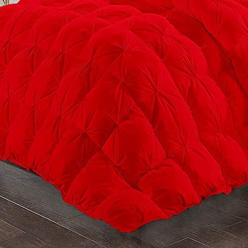 Bedding Bross Soft 1000 Series Pinch Quilt 500 GSM Red Down 5 Pieces Pinch Pleated Alaska King Comforter Set (Comforter + 4 Pillowcases) Egyptian Cotton Bedding Set