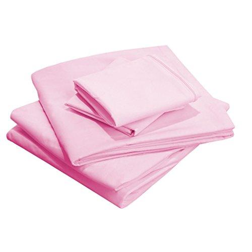 Scala Bedding 600 Thread Count 100% Egyptian Cotton Italian Finish Flat Sheet with Pillowcases Grand King Top Sheet Pink