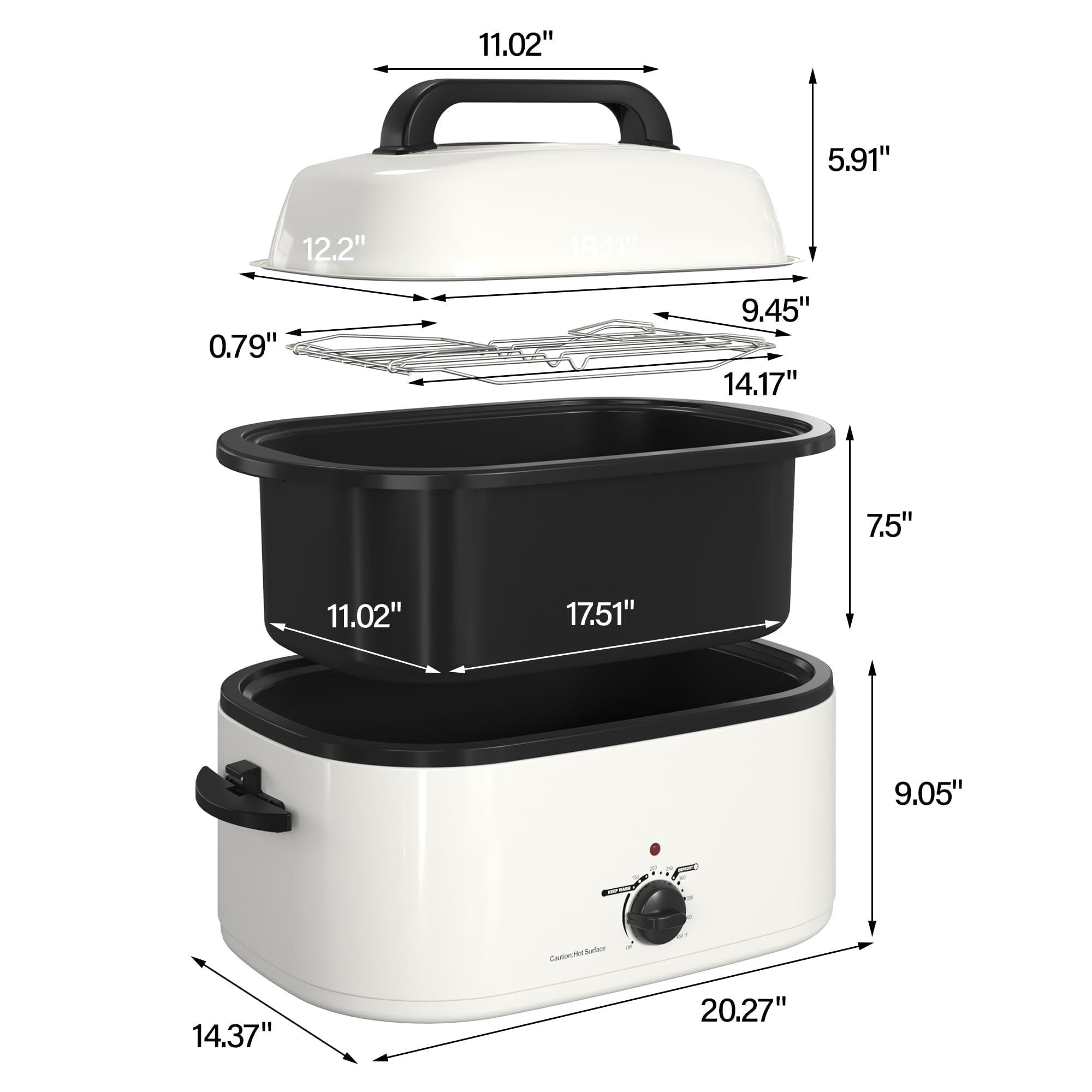 RoyalCraft RoyalCraft 24-Quart Electric Roaster Oven with Visible Self-Basting Lid, Turkey Roaster Oven with Removable Pan and Rack, Perfect for Large Meals and Holiday Feasts, White