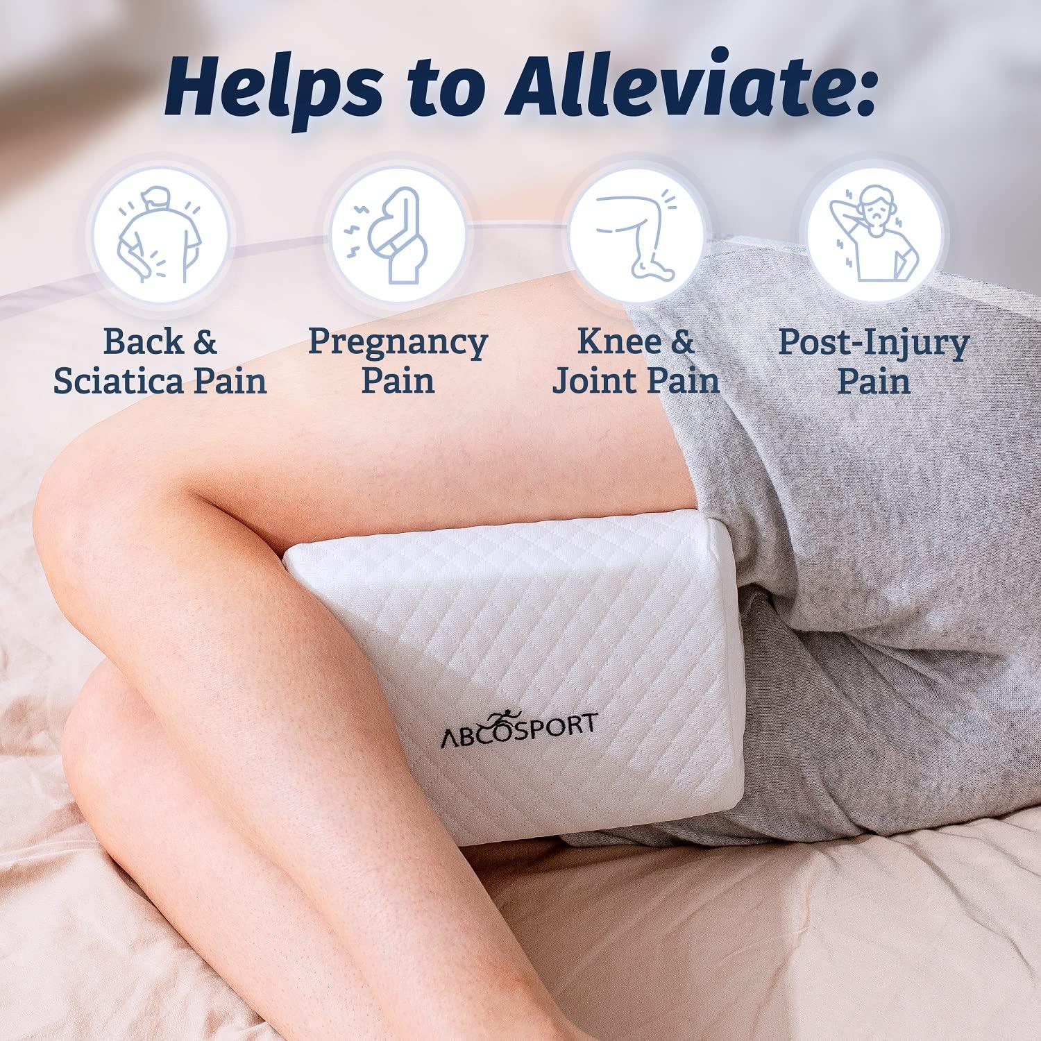 Abco Tech Abco Tech Memory Foam Knee Pillow with Cooling Gel - Knee Wedge Pillow, Leg Pillow for Side Sleepers, Pregnancy, Spine Alignment, Pain Relief - Pillow for Between Knees While Sleeping + Washable Cover