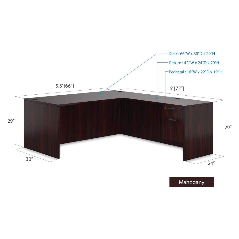 G GOF GOF Double 4 Person Separate Workstation Cubicle (11'D x 12'W-W) / Office Partition, Room Divider (Desk Only, Mahogany)