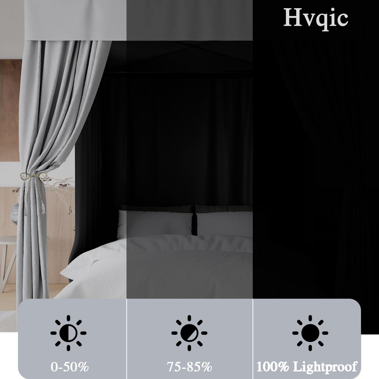 Hvqic Hvqic Grey Canopy Bed Curtains - 4 Corner Post Bed Curtains King Bed Curtains Lightproof Drapes Bed Canopy for Adults & Girls Bedroom Decoration(King,Grey)