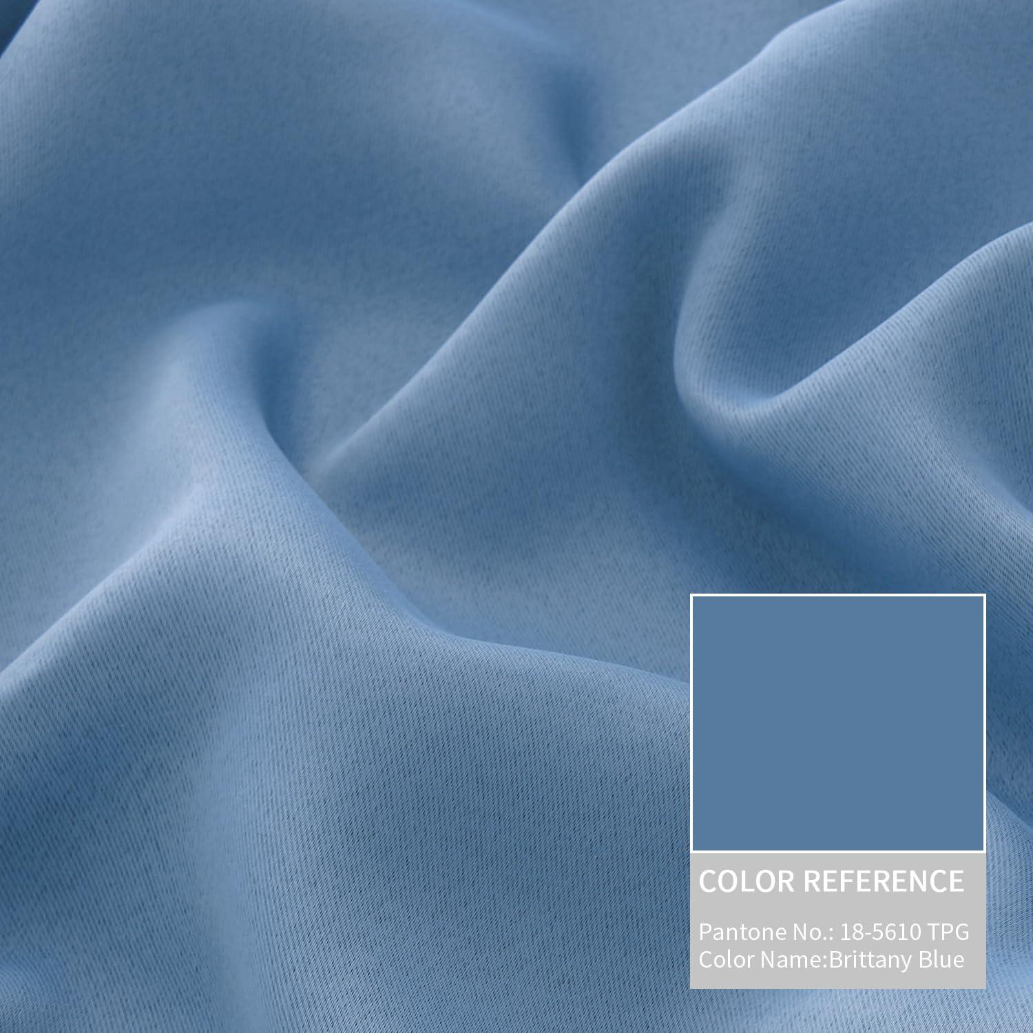 BGment BGment Short 100% Blackout Curtains for Bedroom, Thermal Insulated Energy Efficiency Noise Reducing Grommet Curtains 45 Inch Length with Liner for Small Window 2 Panels Each 42 Inch Wide, Denim Blue