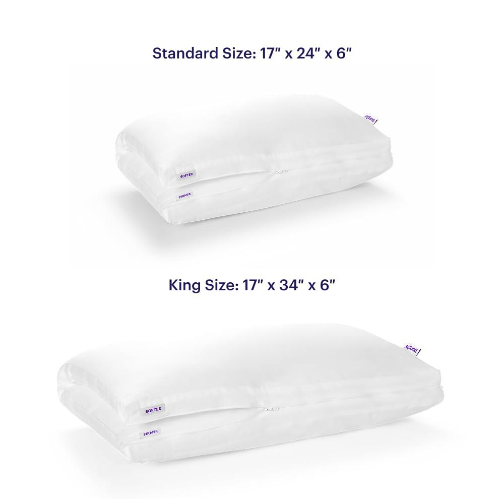 Purple Purple TwinCloud Pillow | Adjustable Support for Soft or Firm Support, Perfect Side Sleeper Pillow, White