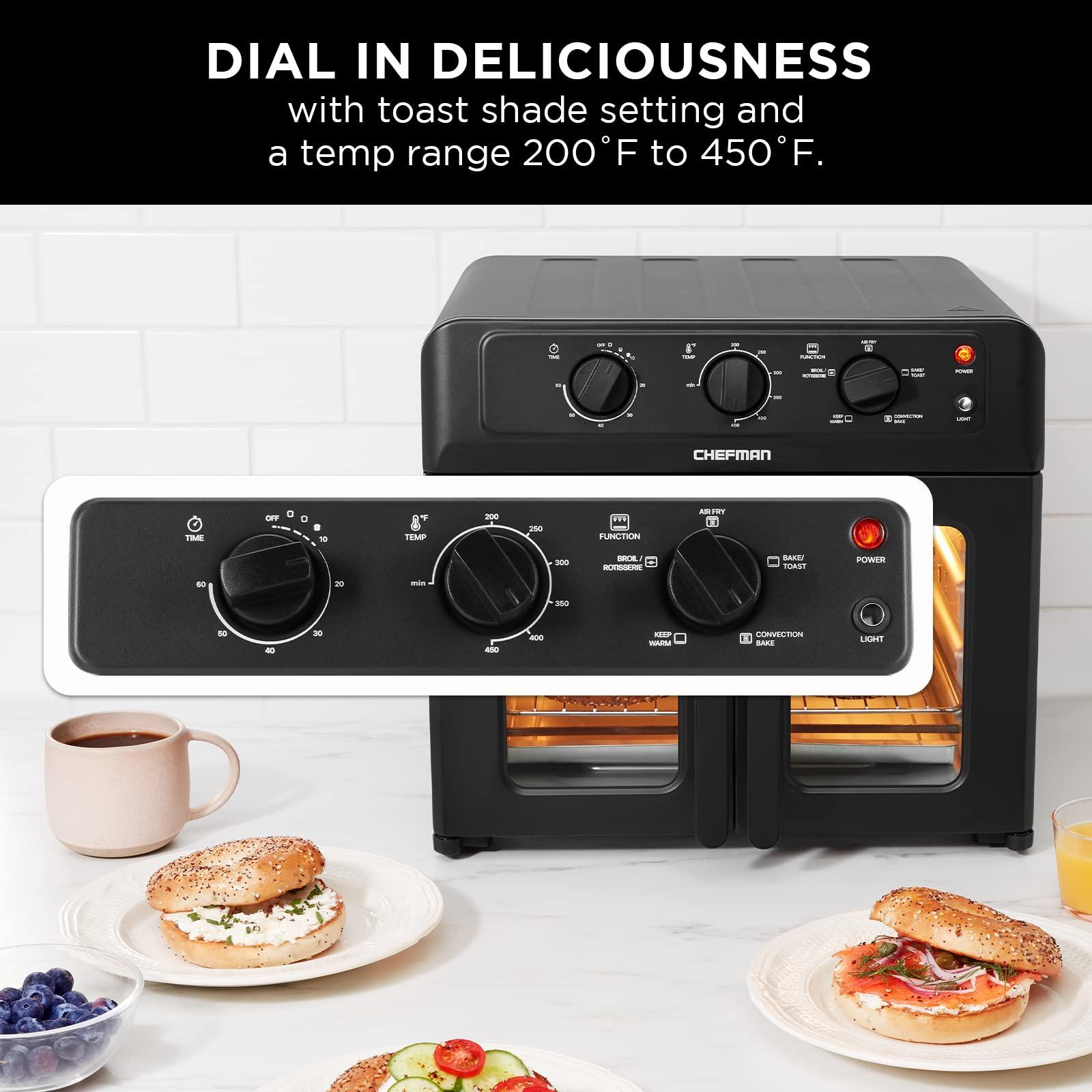 Chefman Chefman Extra Large Air Fryer and Convection Oven with French Doors and Rotisserie Spit, The Easiest Way to Cook Oil-Free, Double Wide Glass Windows Open for Convenient Access and Viewing, 24.5 Liters