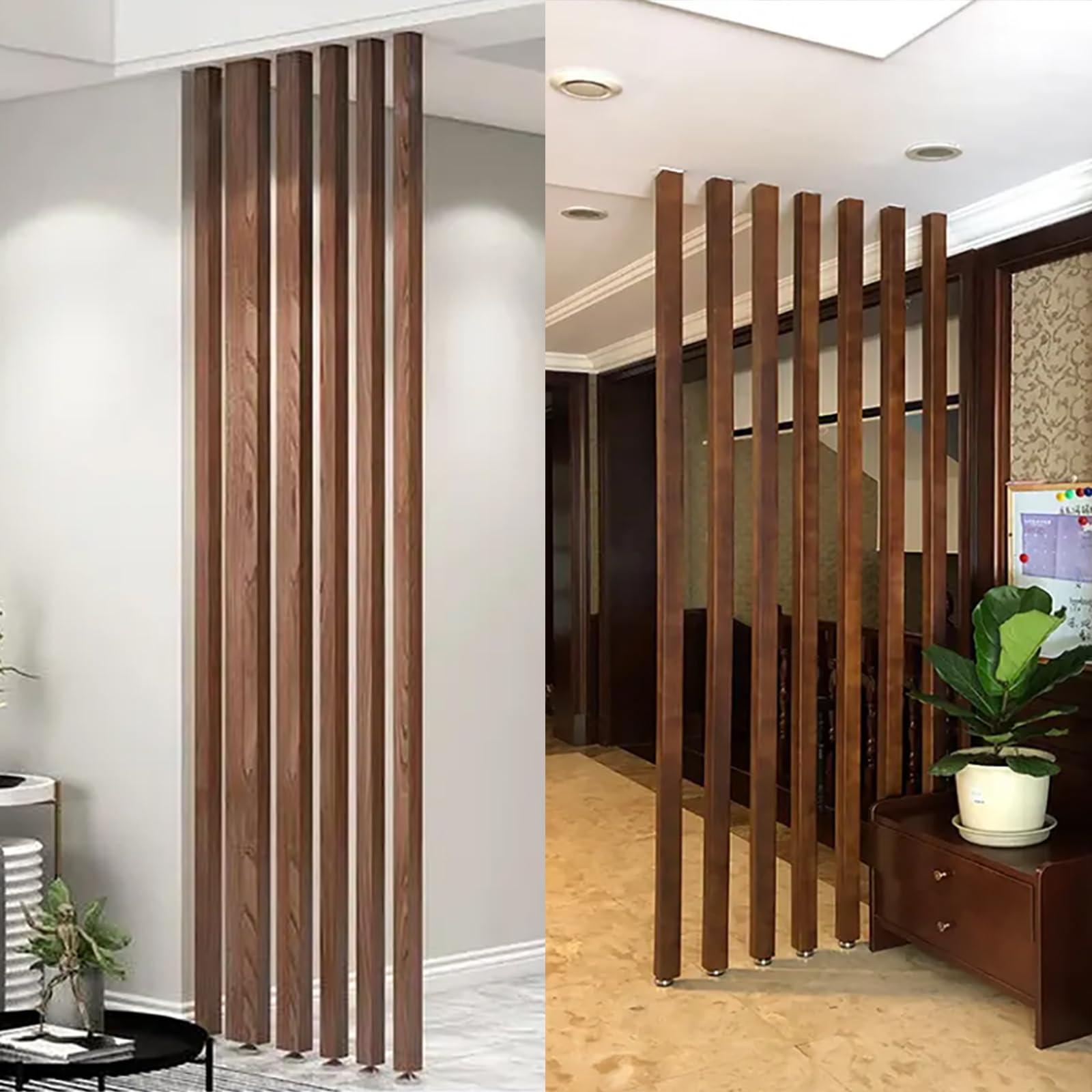 HomeLoft Basics Modern Wall Partition Room Divider Floor to Ceiling, Wooden Slats Screen Partition Post, Wood Column for Living Room, Office, Entrance Decor, 230cm, 5 Piece
