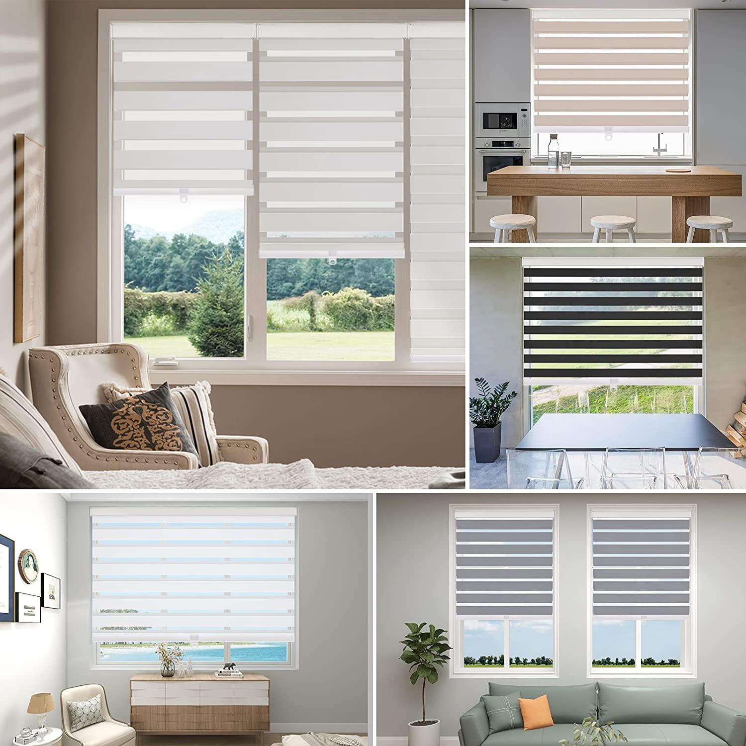 JOIMAR Zebra Roller Shades, Zebra Blinds for Windows,Custom Size Cordless Blackout Zebra Blinds,Dual Layer,Privacy Light Control for Day and Night,Window Blinds for Room,Office,Black,26" W x 60" H