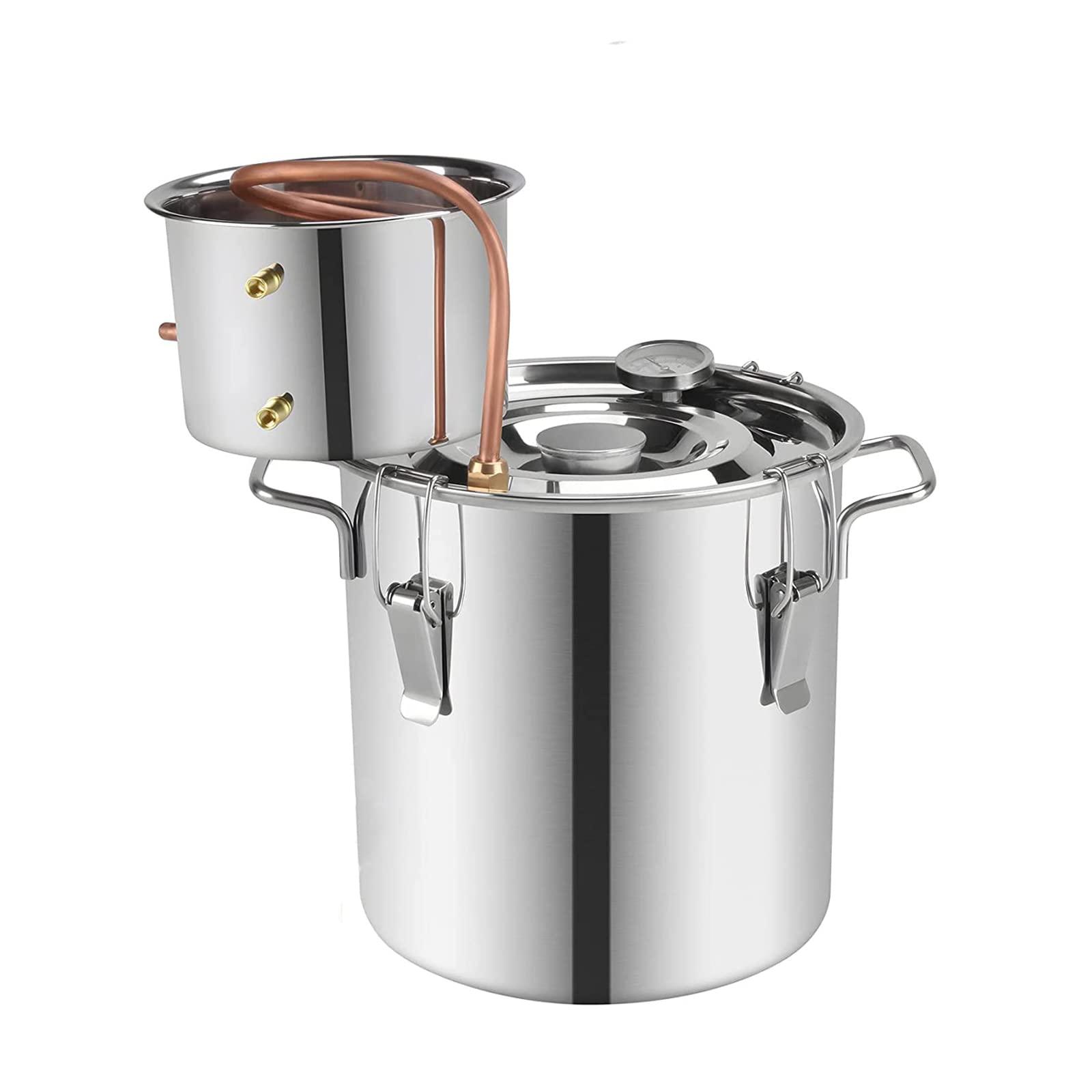 HKMA Stainless Steel Water Distiller with Build-in Thermometer - Home Fermentation Distilling Kit for DIY,6l/1.5gal