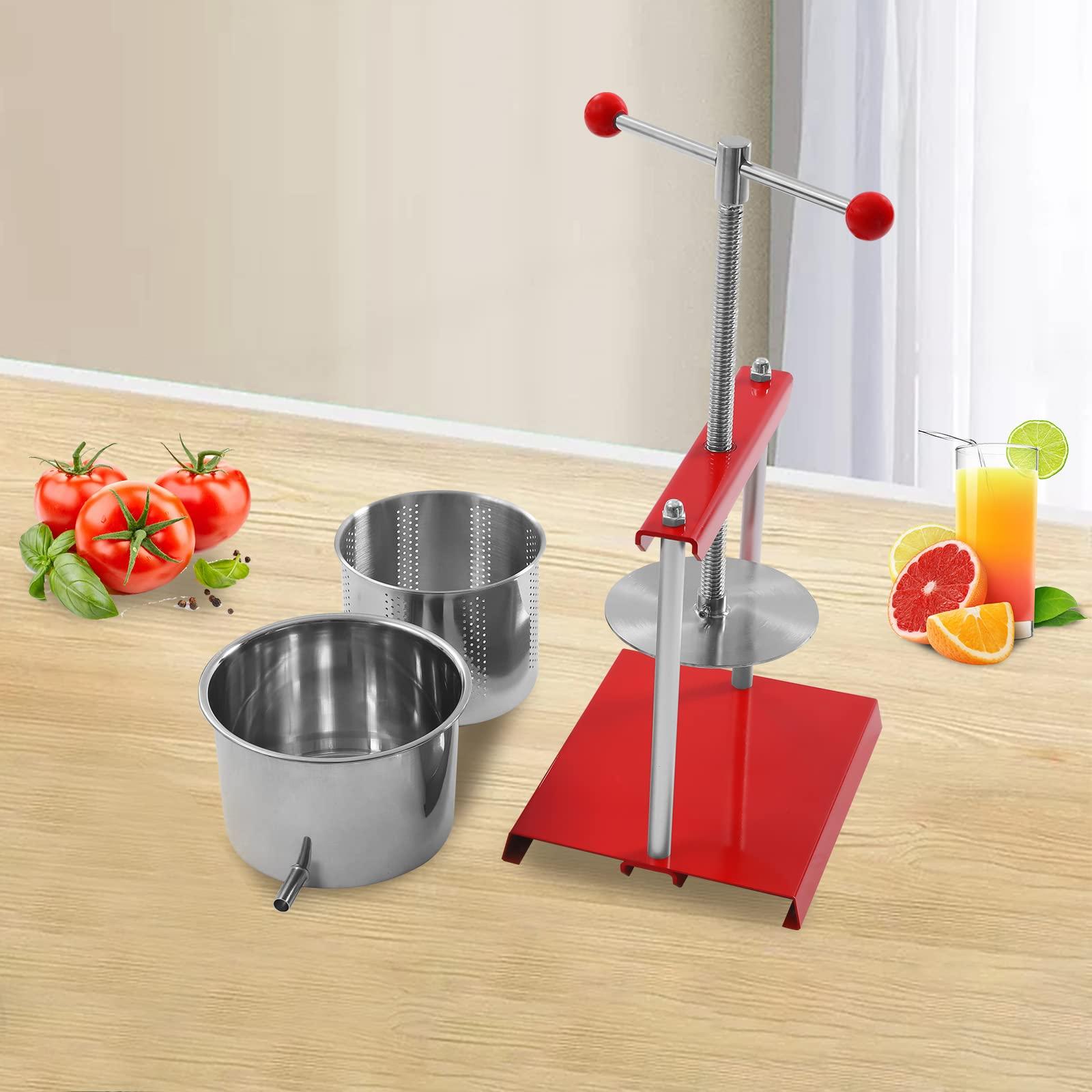 Eapmic 6L Fruit Press- New Version Larger 304 Stainless Steel Pressing Plate Fruit Crusher for Cider, Wine, Grape, Apple Press, For Apple Cider, Wine and Juice Making (6L)