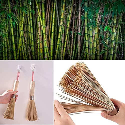 GONGXFDC 2Pack Traditional Natural Bamboo Wok Brushes , Kitchen Cleaning Brush, Bamboo Kitchen pan Brush, for Cleaning Dishes, Cast Iron Pots, Pans, Vegetables and Sink