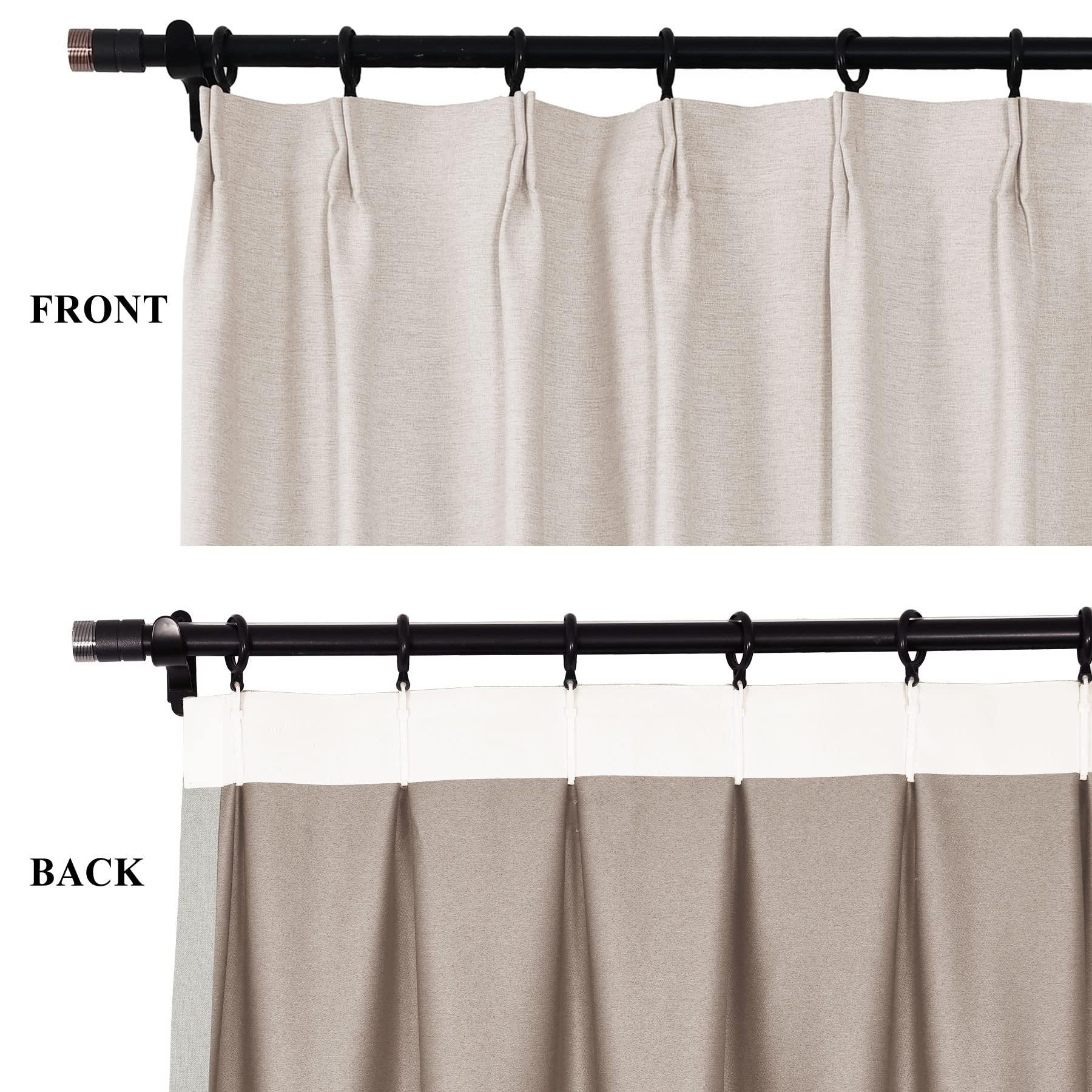 Fcosie Fcoise Pinch Pleat Curtains for Traverse Rod, 204 Inches Extra Long Drapes, Linen Look Blackout Curtains, Tall Ceiling to Floor Curtains, Extra Tall Curtains 17ft, Ivory White (50" W x 204" L, 1 PC)