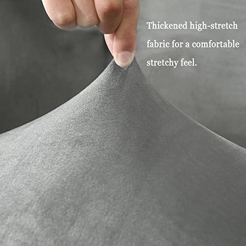 WHHK WHHK Stretch Velvet Armless Accent Chair Cover Slipcover Grey Black Brown Armless Chair Cover Non-Slip Furniture Protector Slipcover Removable Washable for Dining Living Room Hotel Reception
