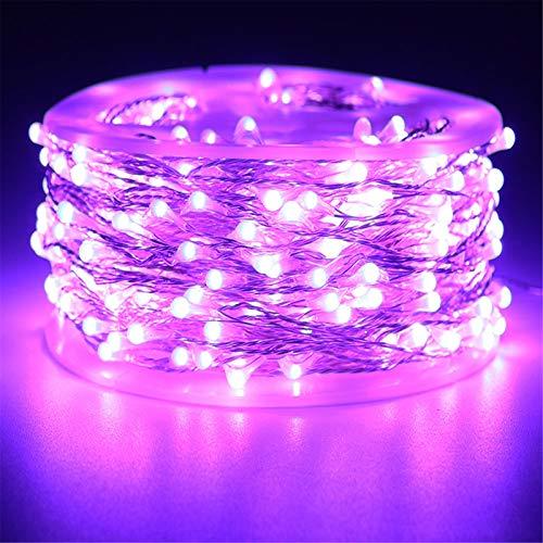 RUICHEN RUICHEN Dimmable Purple Fairy Lights Plug in, Super Long 165 Ft 500 LED Twinkle String Lights with Remote, Waterproof Silver Wire Lights for Christmas Halloween Party Bedroom Patio Garden