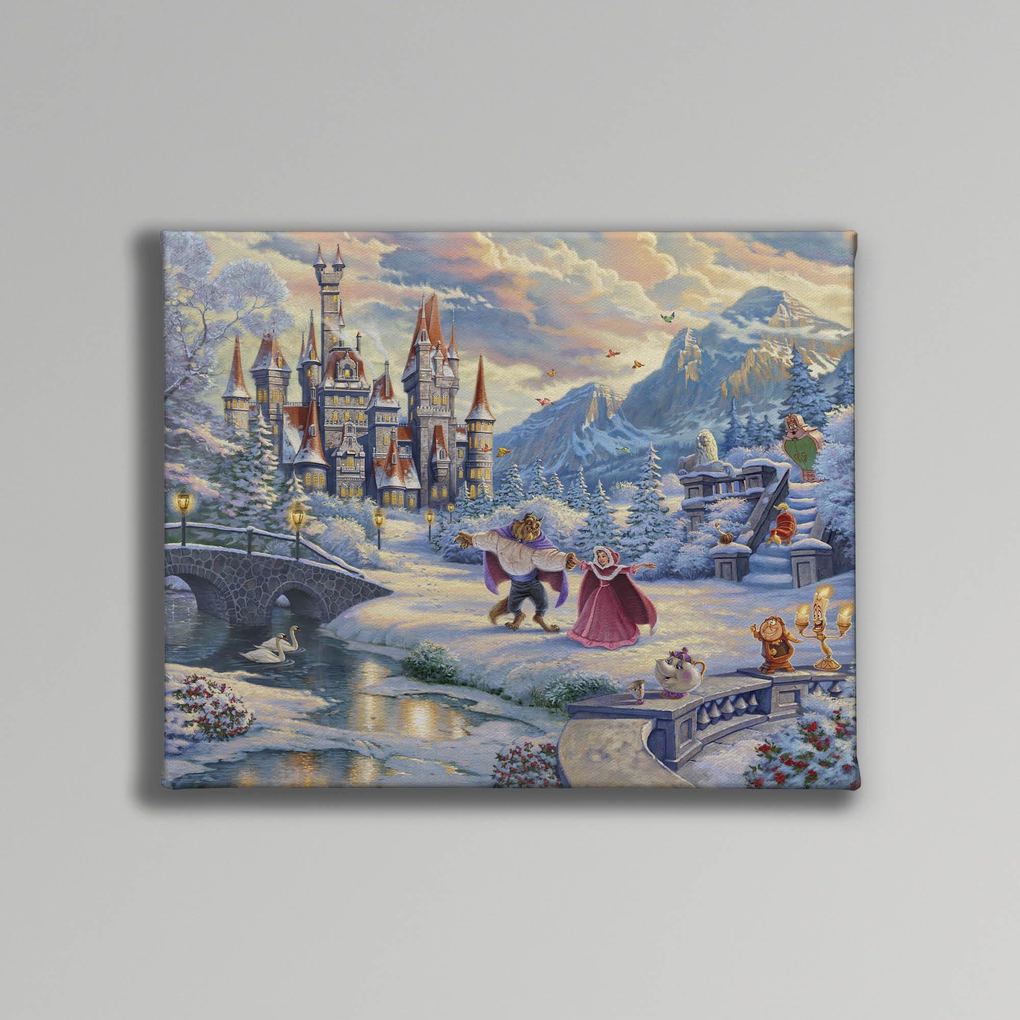 Thomas Kinkade Thomas Kinkade Studios Beauty and the Beasts Winter Enchantment Art Prints | Gallery Canvas Art | Frameless Room Wall Art | Certificate of Authenticity Included, 8" x 10"