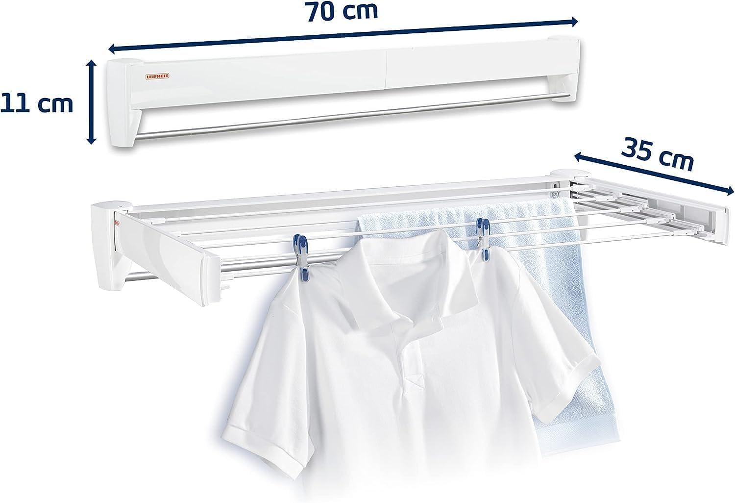 Leifheit Leifheit 83201 Telefix 70 Wall Mount Retractable Clothes Drying Rack | 5 Drying Rods | White