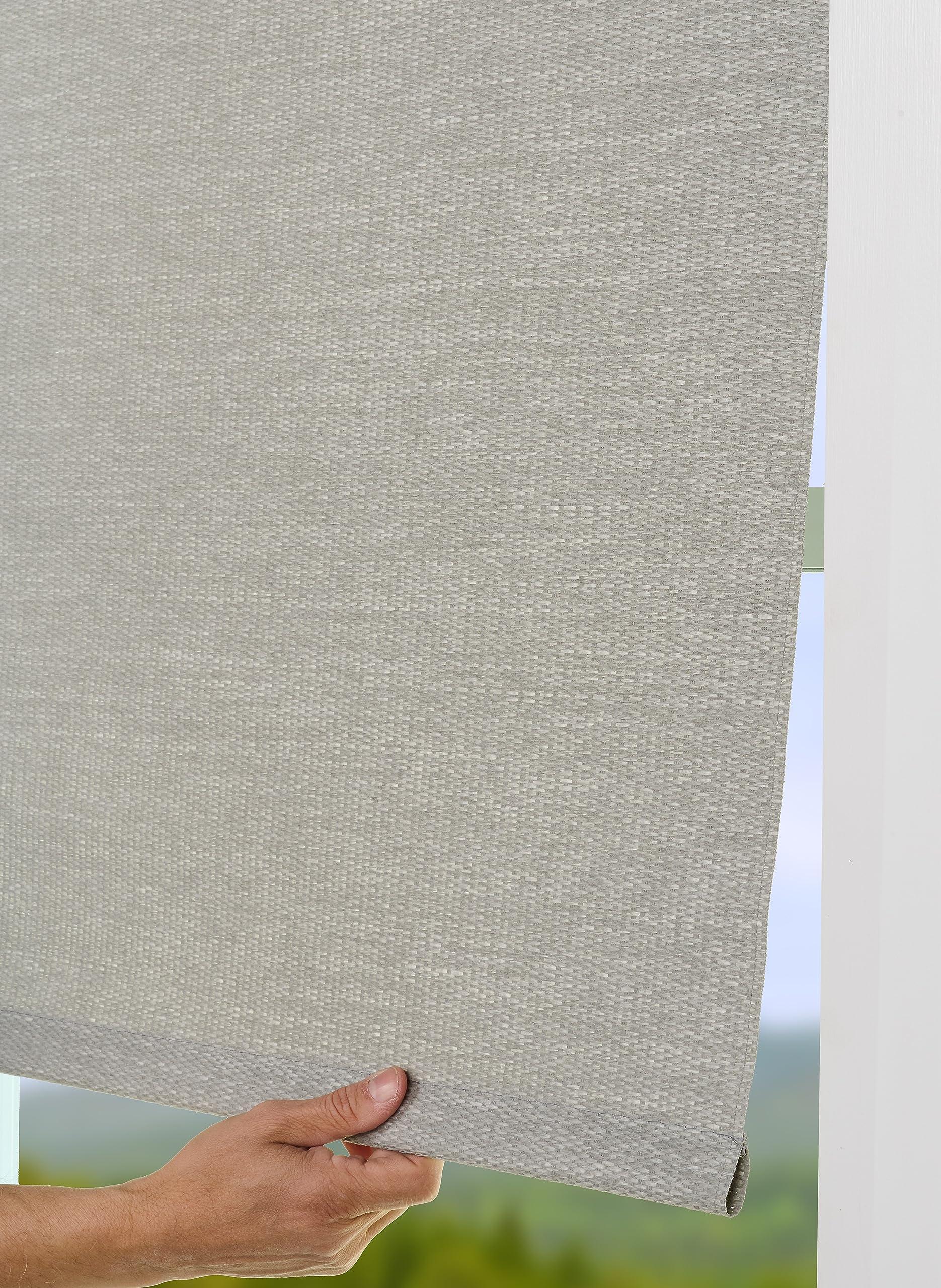 Green Mountain Vista Green Mountain Vista Textured Natural Woven Cordless Spring Roller Shade - Cordless Blind & Shade for Home Windows and Doors, Light Filtering, Total Privacy Blind/Shade (36" Wide x 72" Long, Grey)