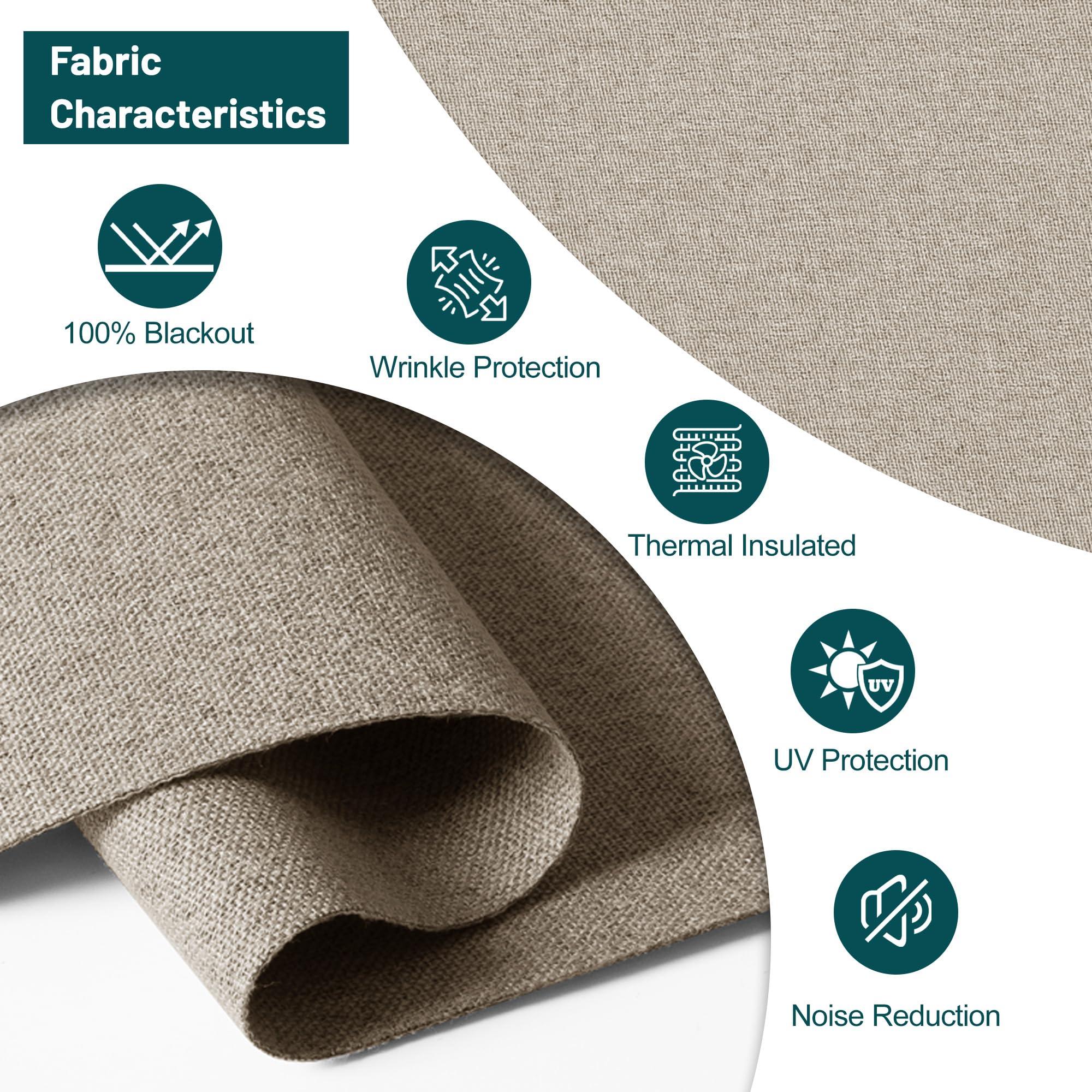 BERISSA BERISSA Blackout Roman Shades for Windows,Linen Roman Blinds,Room Darkening Thermal Insulated Pull Down Window Shades for Home Living Room Bedroom,Sand Brown,34" W x 66" H