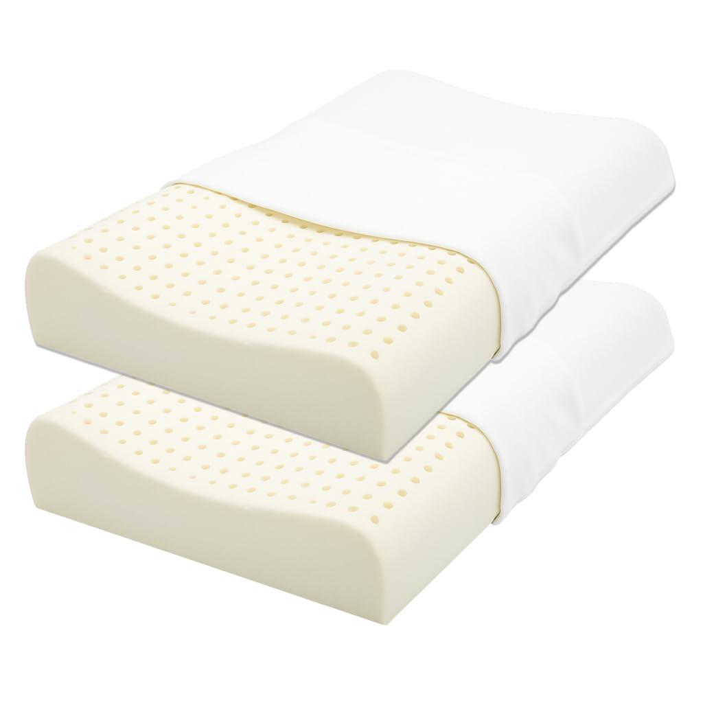 ORGANIC TEXTILES Organic Contour Latex Pillow for Sleeping [GOLS Certified] (Low Loft, Firm) with GOTS Certified Organic Cotton Cover, Cervical Pillow, Ergonomic Pillow, Great for Neck Pain Relief