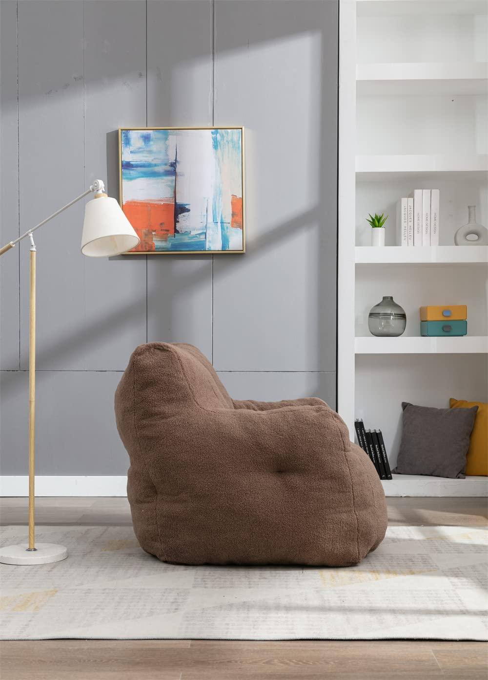 i-POOK i-POOK Bean Bag Chair, Faux Fur Bean Bag Sofa with Foam Filling, Ultra Soft Fluffy Lazy Sofa Couch Modern Tufted Upholstered Lounger Chair for Bedroom Living Room Lounge, Coffee