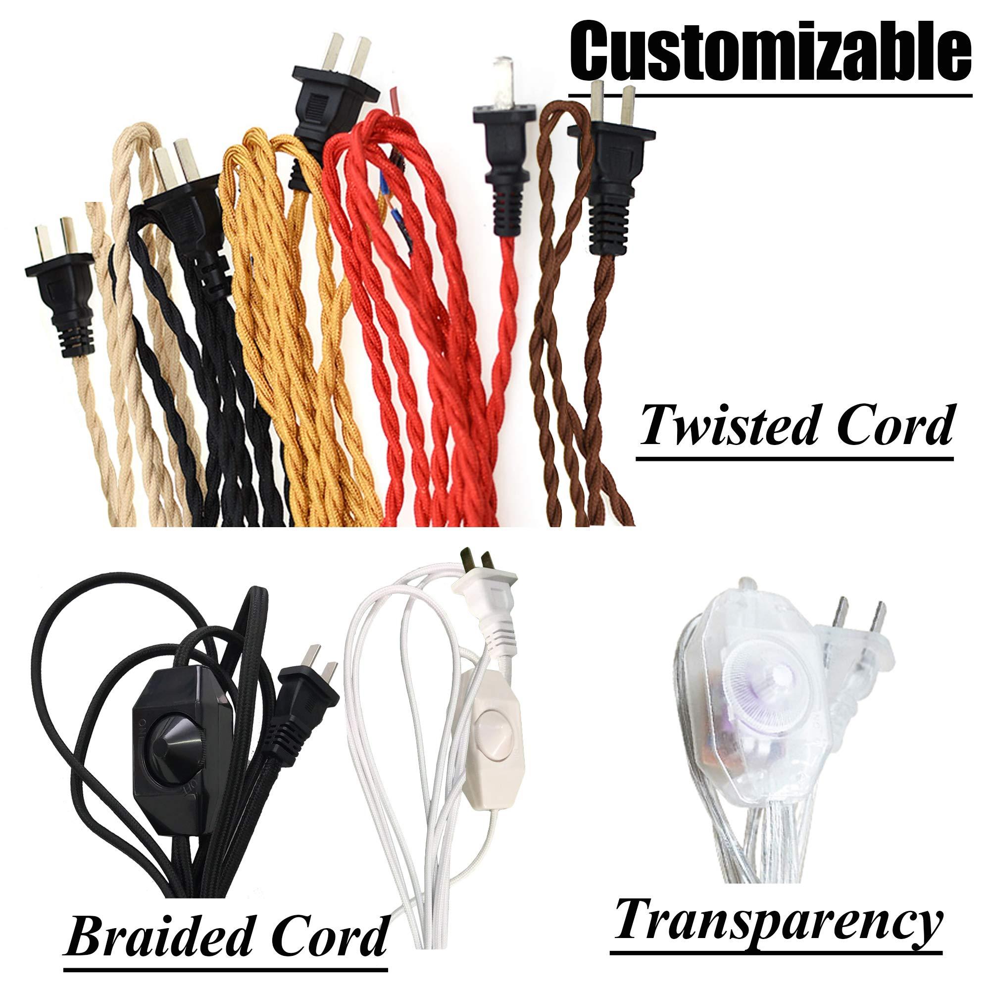 Kiven Kiven Plug-in Handmade Glass Lampshade Pendant Lamp 15 Foot Black Cord with UL Certification On/Off Dimmer Switch Bulb Not Included (TB0213)