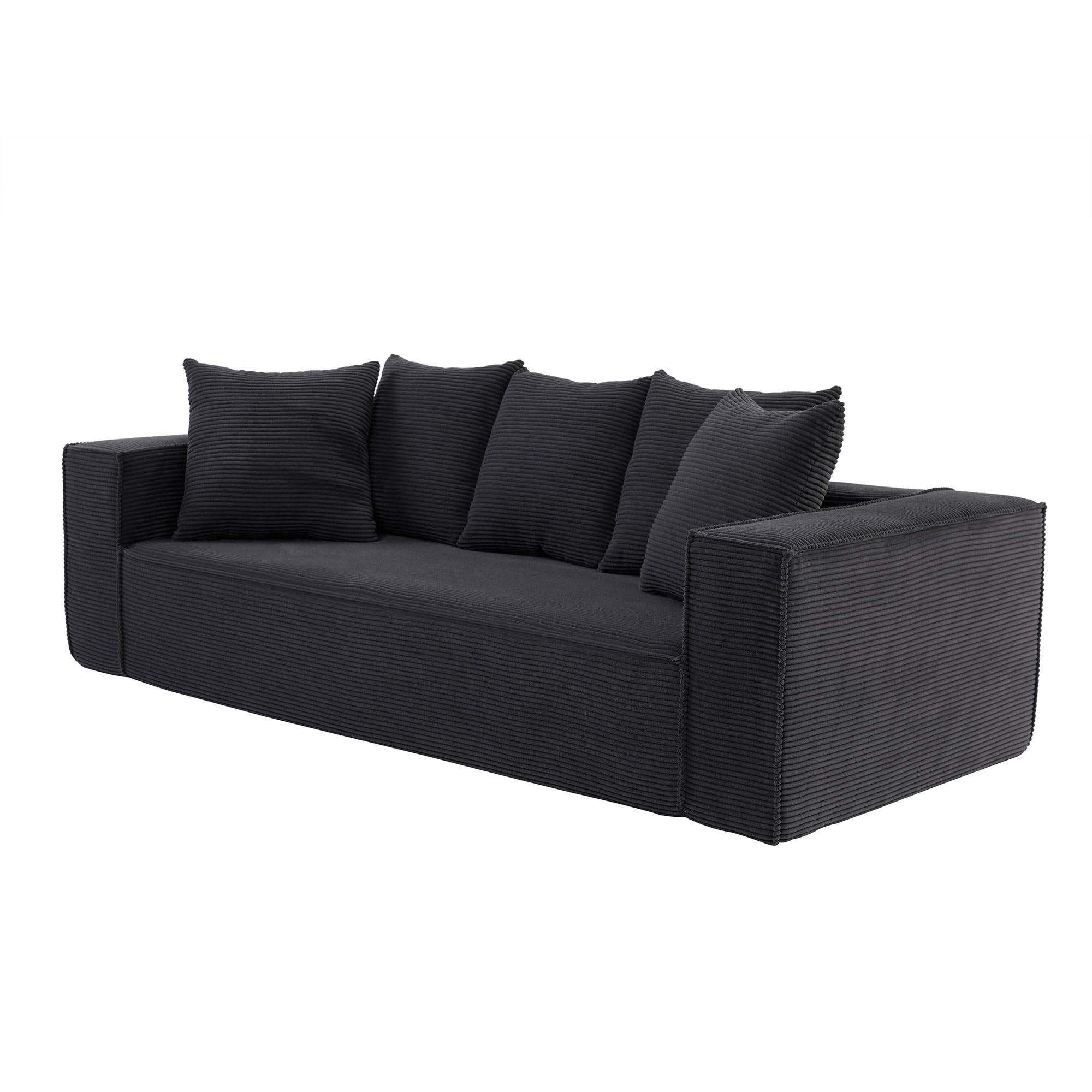 LIFEISLE LIFEISLE Modern Corduroy Sofa for Living Room Lounge Sofa Comfy Couch with 5 Matching Pillows Lazy 3 Seater Sofa for Home Apartment