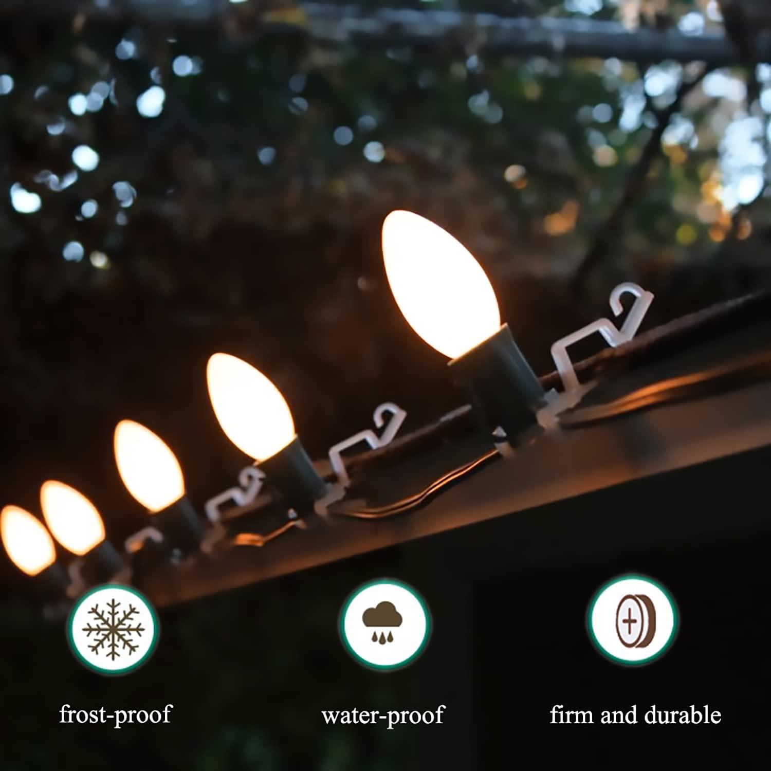 Ourtroness Christmas Light Gutter Clip Outdoor Shingle Clips 200 Pieces Holiday Hanger Hooks Compatible with C9 C7 C6 for Roof, Roof Ridge Line, Fence (Black)