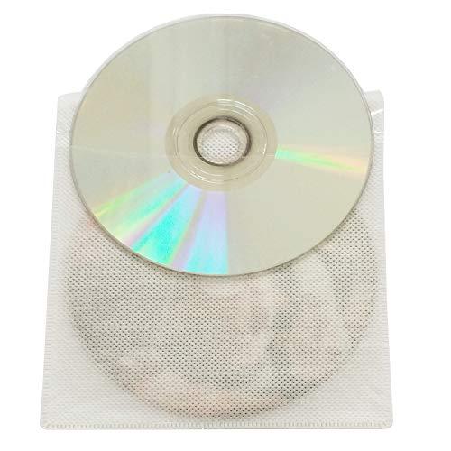 HAPPYLIVE SHOPPING 100 Pack Premium CD DVD Sleeves,Thick Non-Woven Material Double-Sided Refill Plastic Sleeve for CD and DVD Storage Binders Disc Case (White)