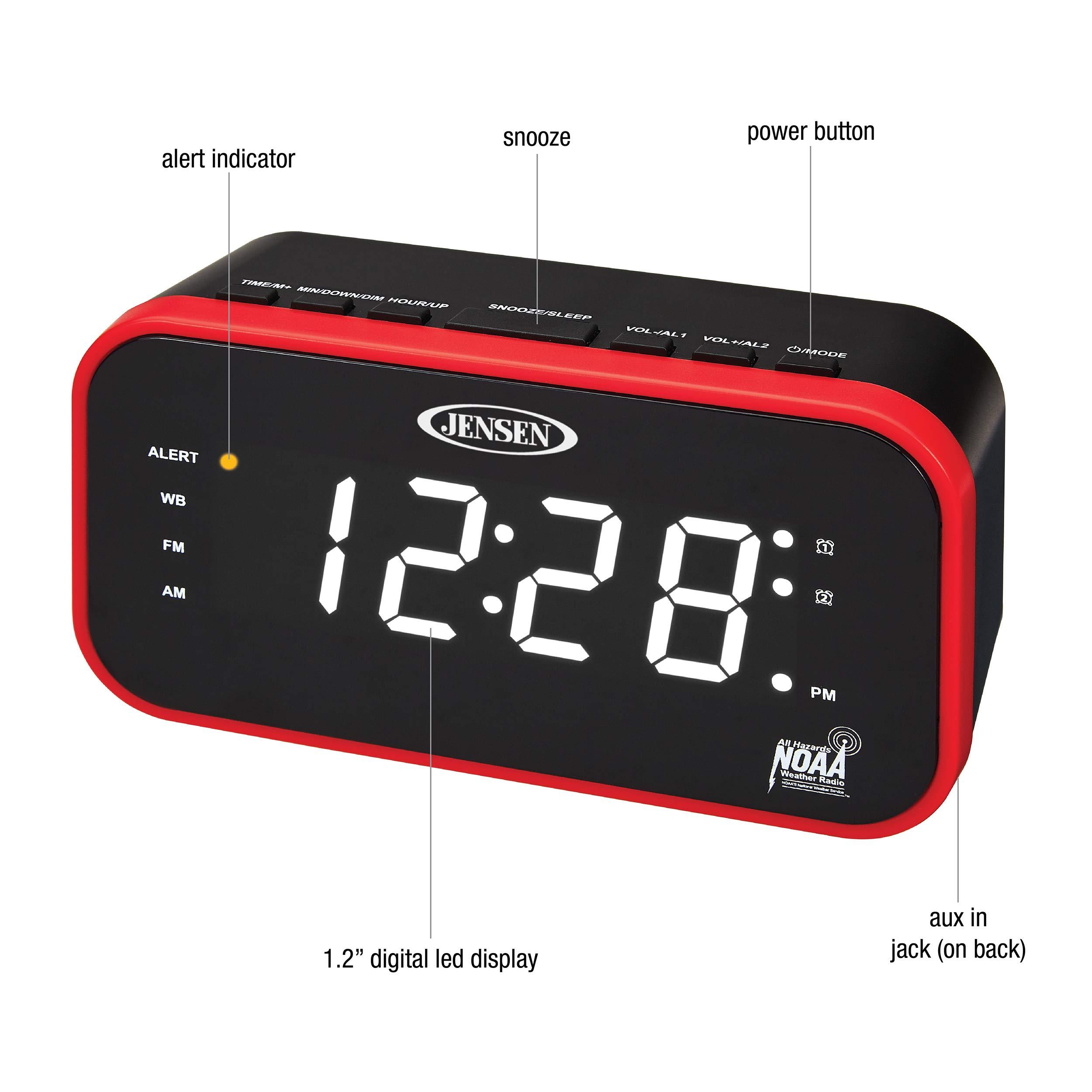 Jensen Jensen JEP-150 AM/FM Band Clock Radio with Weather Alert, Multicolor