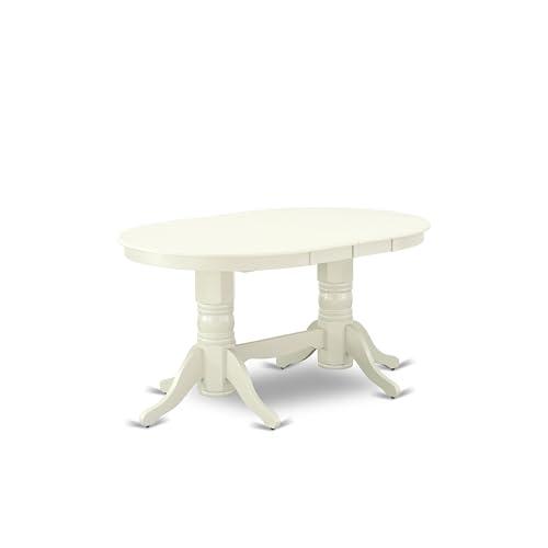 East West Furniture East West Furniture VABO5-LWH-W 5 Piece Kitchen Table Set for 4 Includes an Oval Dining Room Table with Butterfly Leaf and 4 Solid Wood Seat Chairs, 40x76 Inch, Linen White