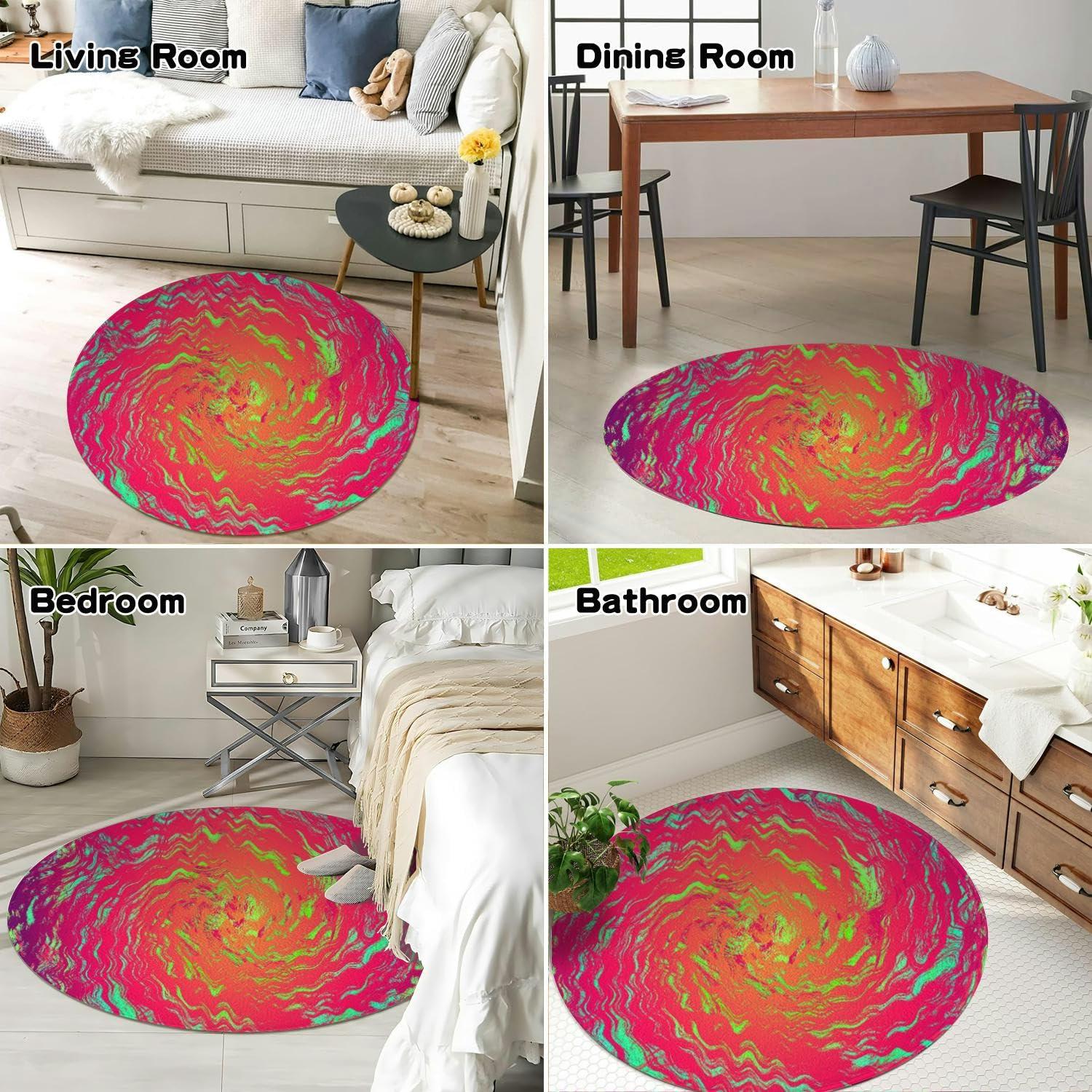 TIAYOUORTY Small Round Rug 3ft Circular Circle Rugs Round Bathroom Entryway Bedroom Kitchen Washable Area Rug Carpet 3 Feet Twirl Orange Abstract Style Rug