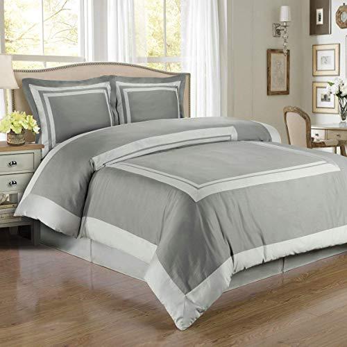 Royal Hotel Bedding Gray and Lt-Gray Hotel 8-Piece Full Bed-in-a-Bag 100% Cotton 300 Thread Count
