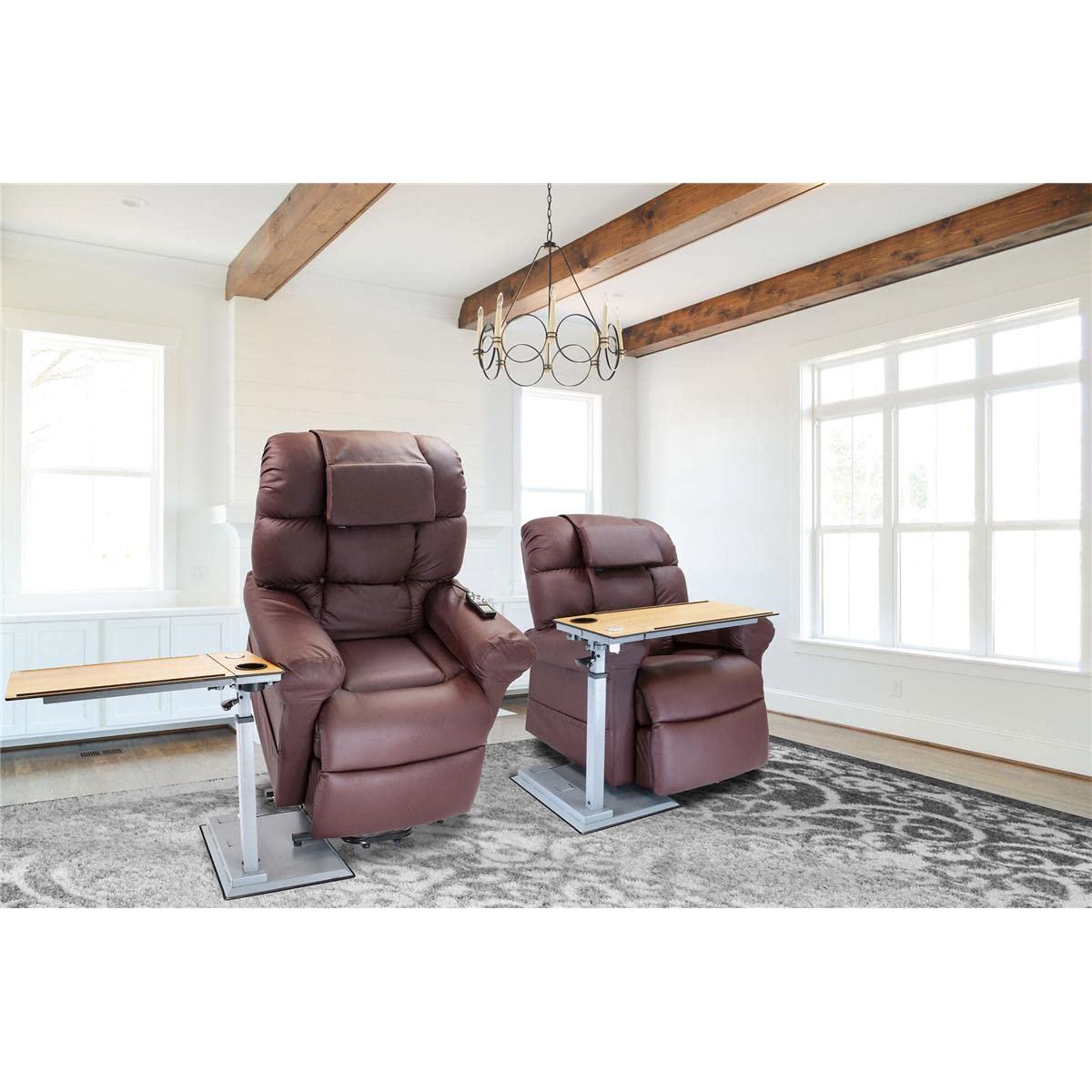 WiseLift WiseLift Table  360 Swivel  Up to 45 Tilt  Height Adjustable  Built-in Cup Holder and 3 USB Charging Ports (Wood)