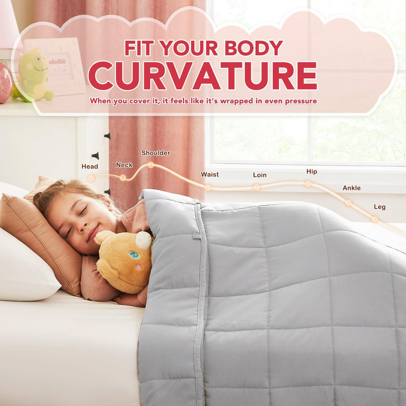 CuteKing CuteKing Weighted Blanket - Weighted Blanket with Premium Glass Beads - Breathable Heavy Blanket for Comfort Sleep - Thick Blanket All Season (7lbs, 40\"x60\", Twin, Light Grey)