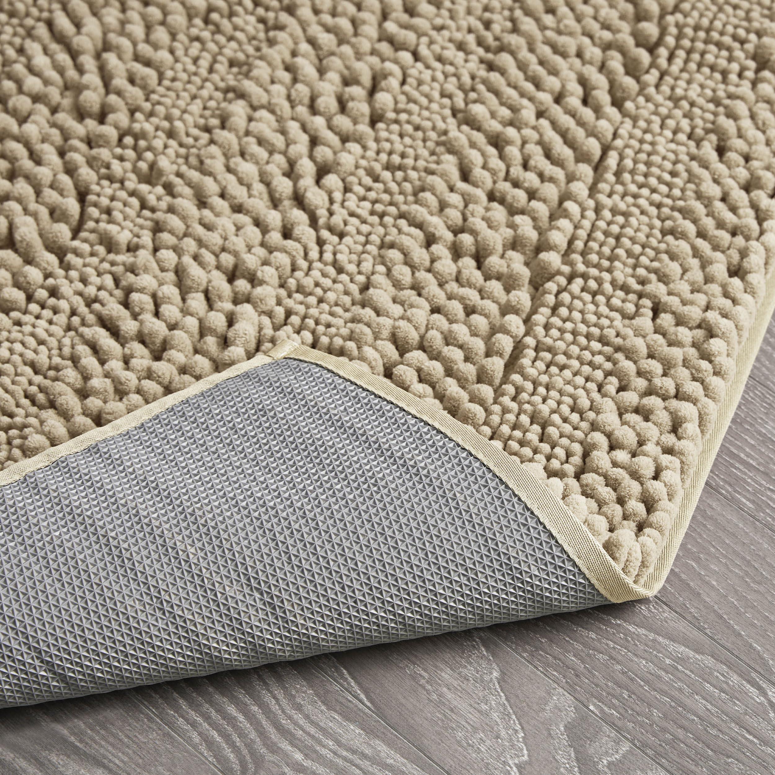 Laura Ashley Laura Ashley Astor Chenille Bath Mat | 100% Polyester | Premium Bathroom Dcor | Machine Washable | TPR Backing Measures 17 x 24 | Linen