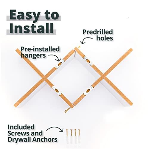 Greenco Greenco Criss Cross Intersecting Floating Shelf, Easy-To-Assemble Floating Wall Mount Shelves for Bedrooms and Living Rooms, Espresso Finish