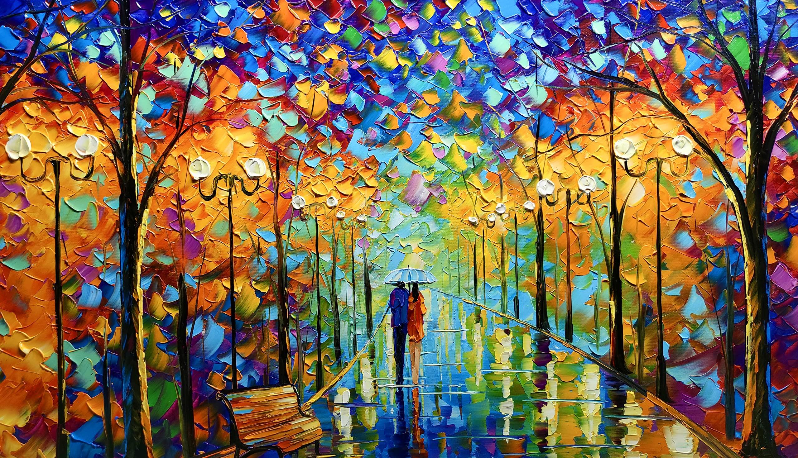 Tyed Art Tyed Art- Contemporary Art Landscape Oil Painting On Canvas Abstract Textured Tree Painting hand-painted acrylic frame wall art modern canvas painting 24x48inch