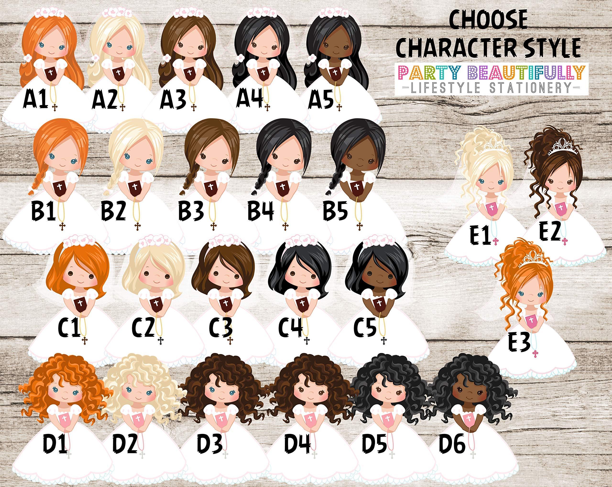 Party Beautifully Girls First Communion Invitations, Spanish First Communion Invitations For Girls, Pink Communion Invitations, Girls Communion Invites With Envelopes (Pink & Lavender)