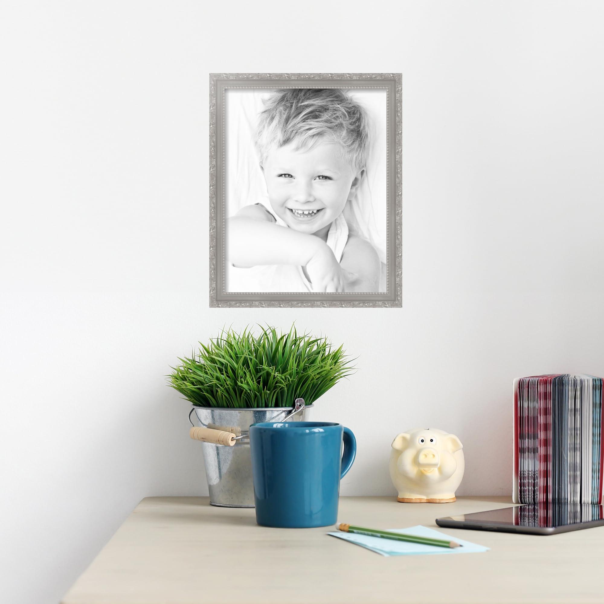 ArtToFrames ArtToFrames 16x20 Frame, Wood Picture Frame 16 x 20 Inch Poster Frame | Classic Silver | Custom Poster Frame with Economy Acrylic & Backing | Elegant Decor for Photos Diplomas Art or Puzzles