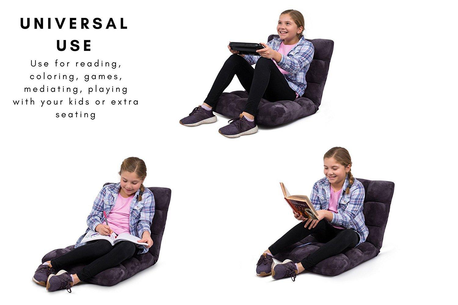 BIRDROCK HOME BIRDROCK HOME Adjustable Memory Foam Floor Chair - Ideal for Gaming, Reading, Meditation - Comfortable and Versatile - Suitable for Kids and Teenagers - Comfy Foldable Floor Seat - Eggplant